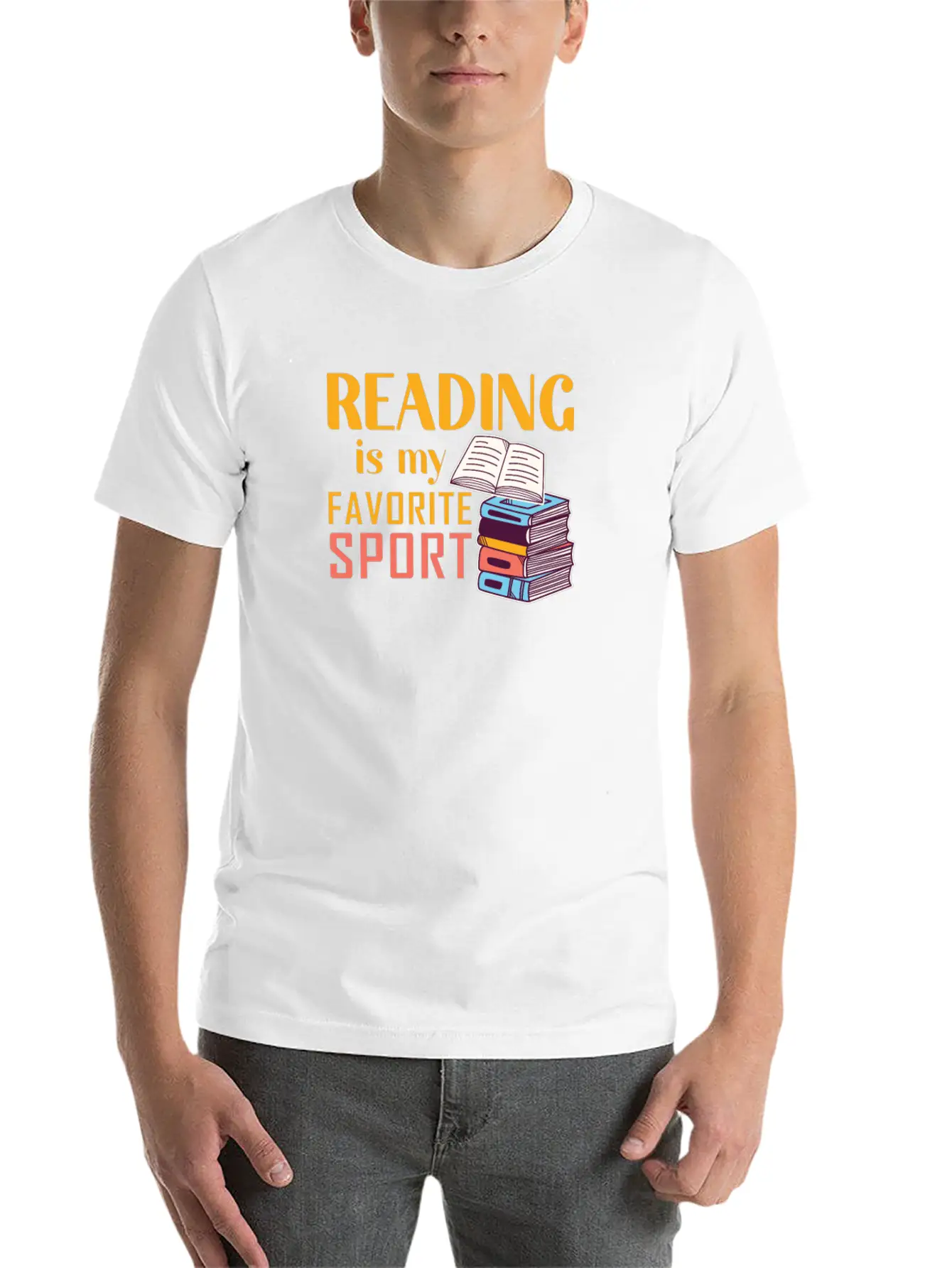 Reading Is My Favorite Sport Loves To Read Books Unisex Short Sleeve Soft Cotton T-Shirt – Casual Everyday Wear
