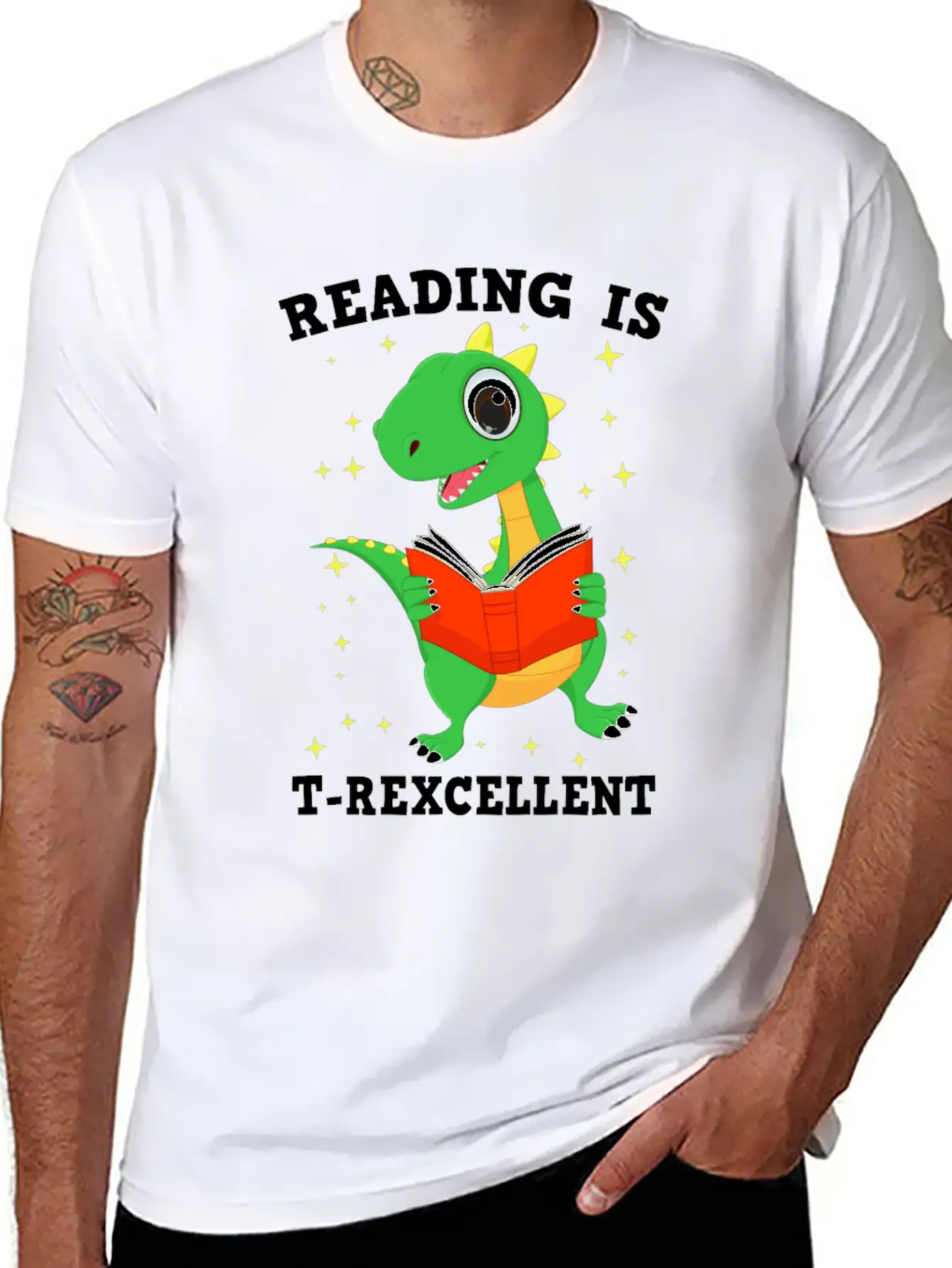 Reading Is T Rexcellent Stylish Everyday T-Shirt – Unisex Basic Cotton Tee