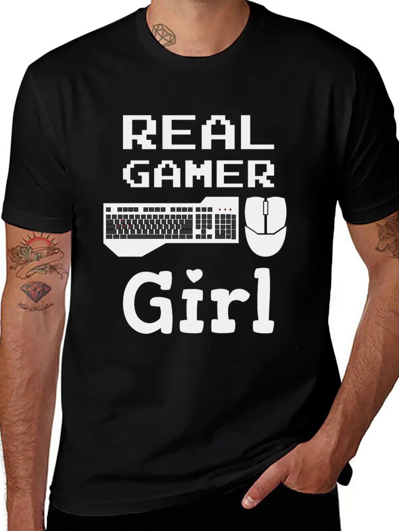 Real Gamer Girl Keyboard Mouse PC Gaming Unisex Casual T-Shirt – Clean Design For Daily Comfort