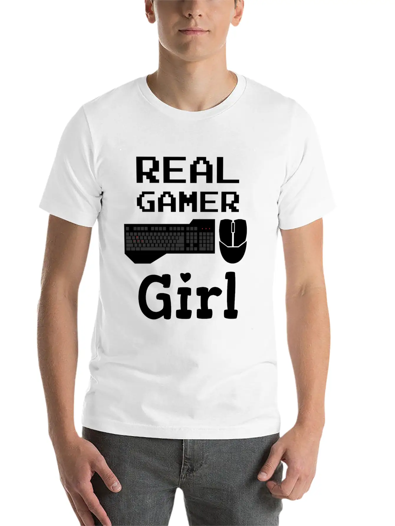 Real Gamer Girl Keyboard Mouse PC Gaming Unisex Casual T-Shirt – Clean Design For Daily Comfort