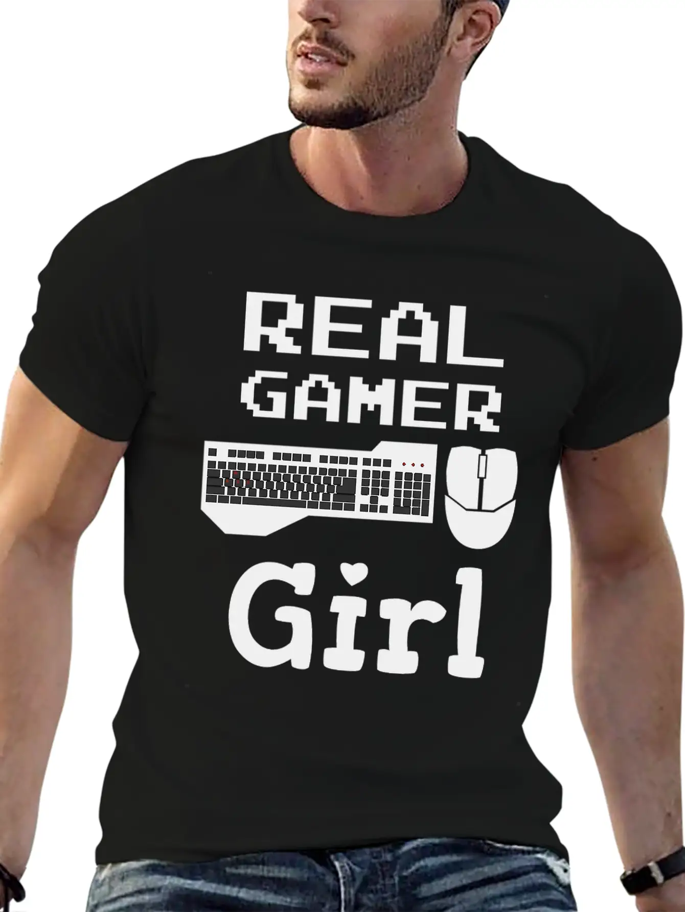 Real Gamer Girl Keyboard Mouse PC Gaming Unisex Casual T-Shirt – Clean Design For Daily Comfort