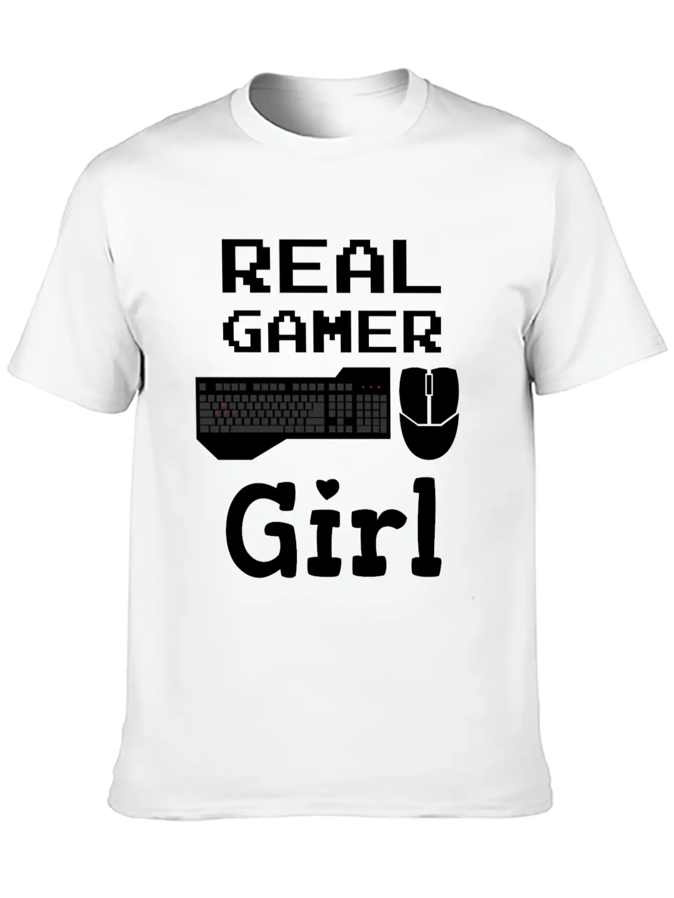 Real Gamer Girl Keyboard Mouse PC Gaming Unisex Casual T-Shirt – Clean Design For Daily Comfort