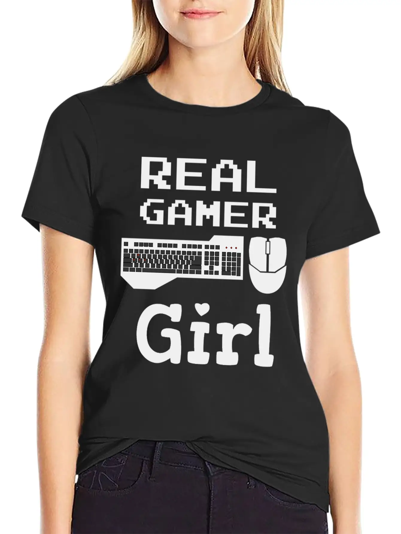 Real Gamer Girl Keyboard Mouse PC Gaming Unisex Casual T-Shirt – Clean Design For Daily Comfort