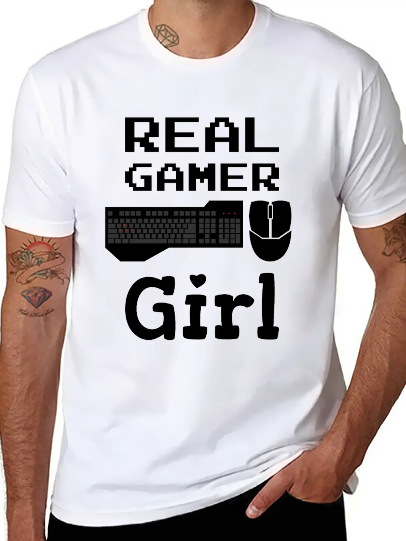 Real Gamer Girl Keyboard Mouse PC Gaming Unisex Casual T-Shirt – Clean Design For Daily Comfort