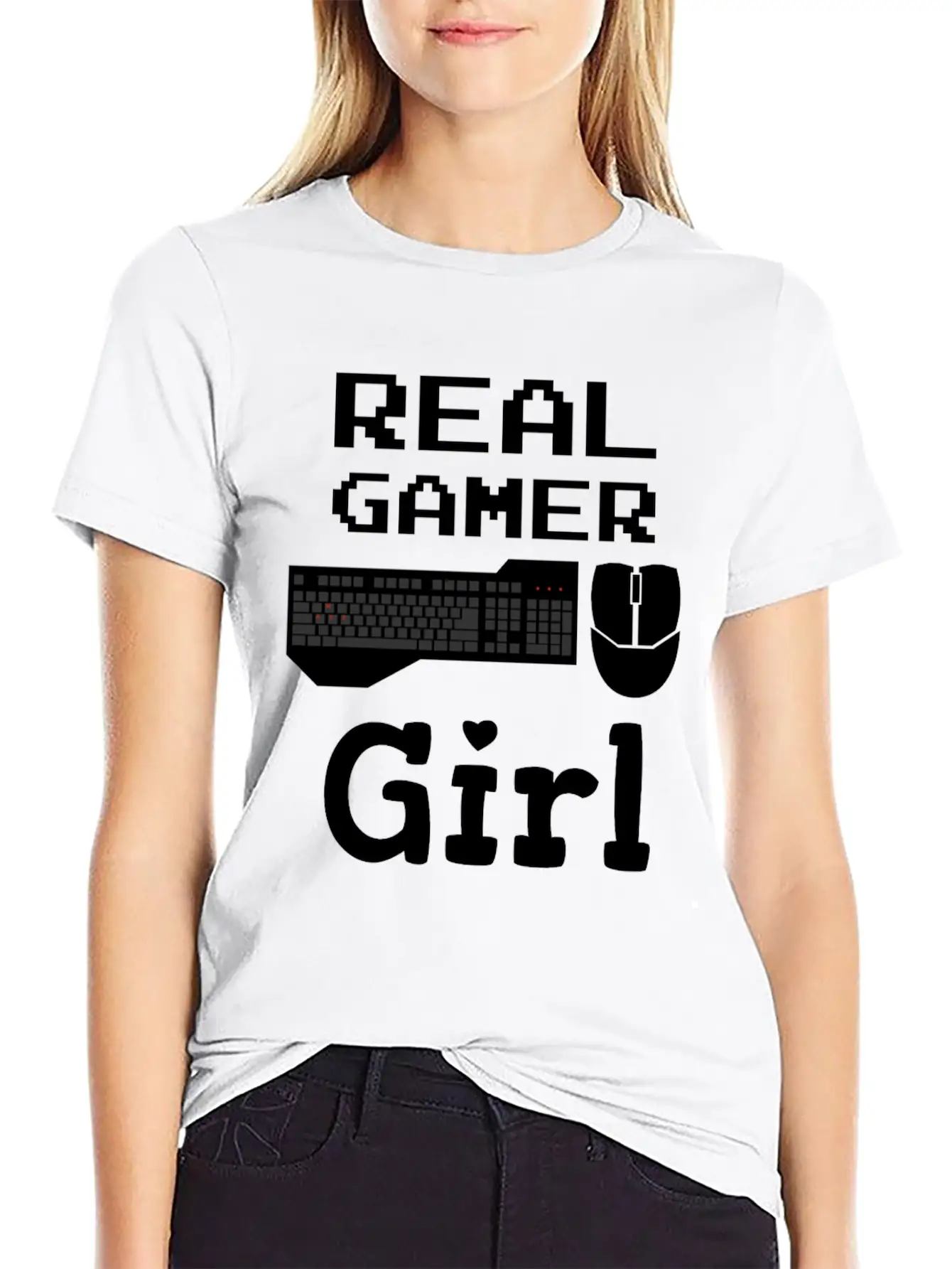 Real Gamer Girl Keyboard Mouse PC Gaming Unisex Casual T-Shirt – Clean Design For Daily Comfort
