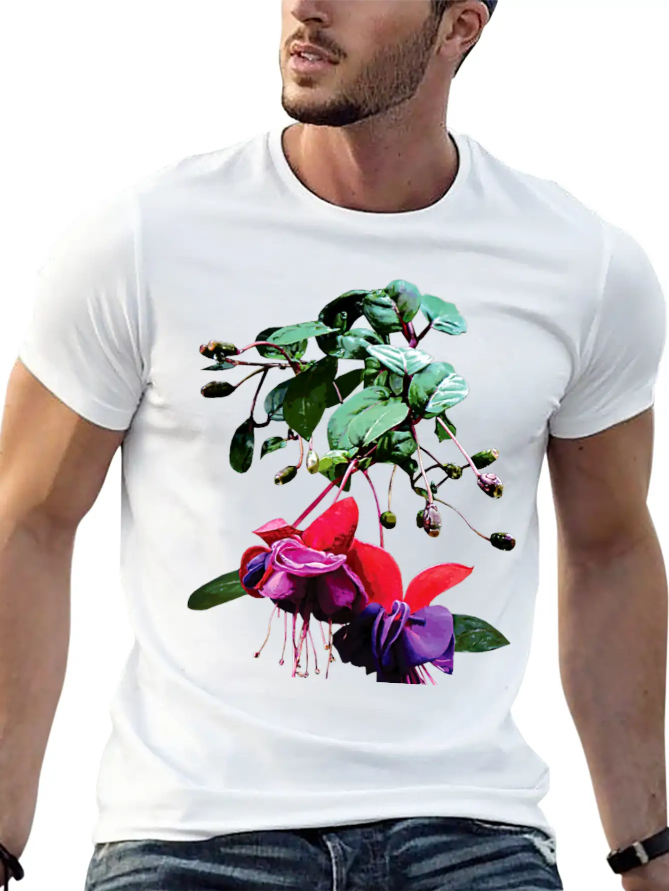 Red And Purple Fuschia Unisex Short Sleeve Soft Cotton T-Shirt – Casual Everyday Wear