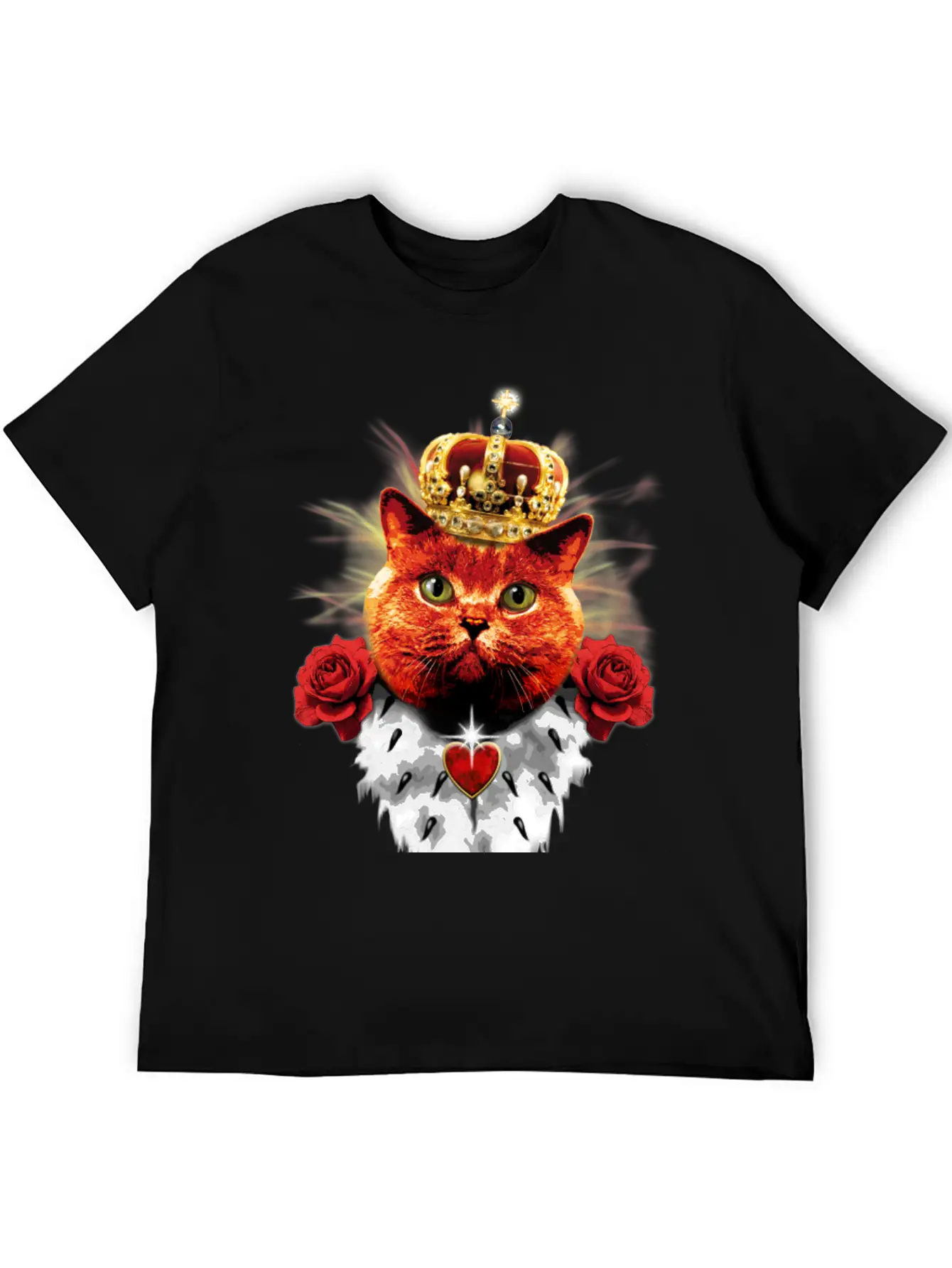 Red Cat King Queen Crown Roses Love Heart Comfortable Minimalist Graphic Tee – Summer Style Essential