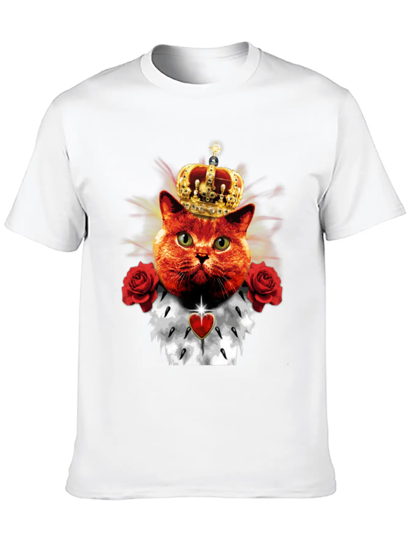 Red Cat King Queen Crown Roses Love Heart Comfortable Minimalist Graphic Tee – Summer Style Essential