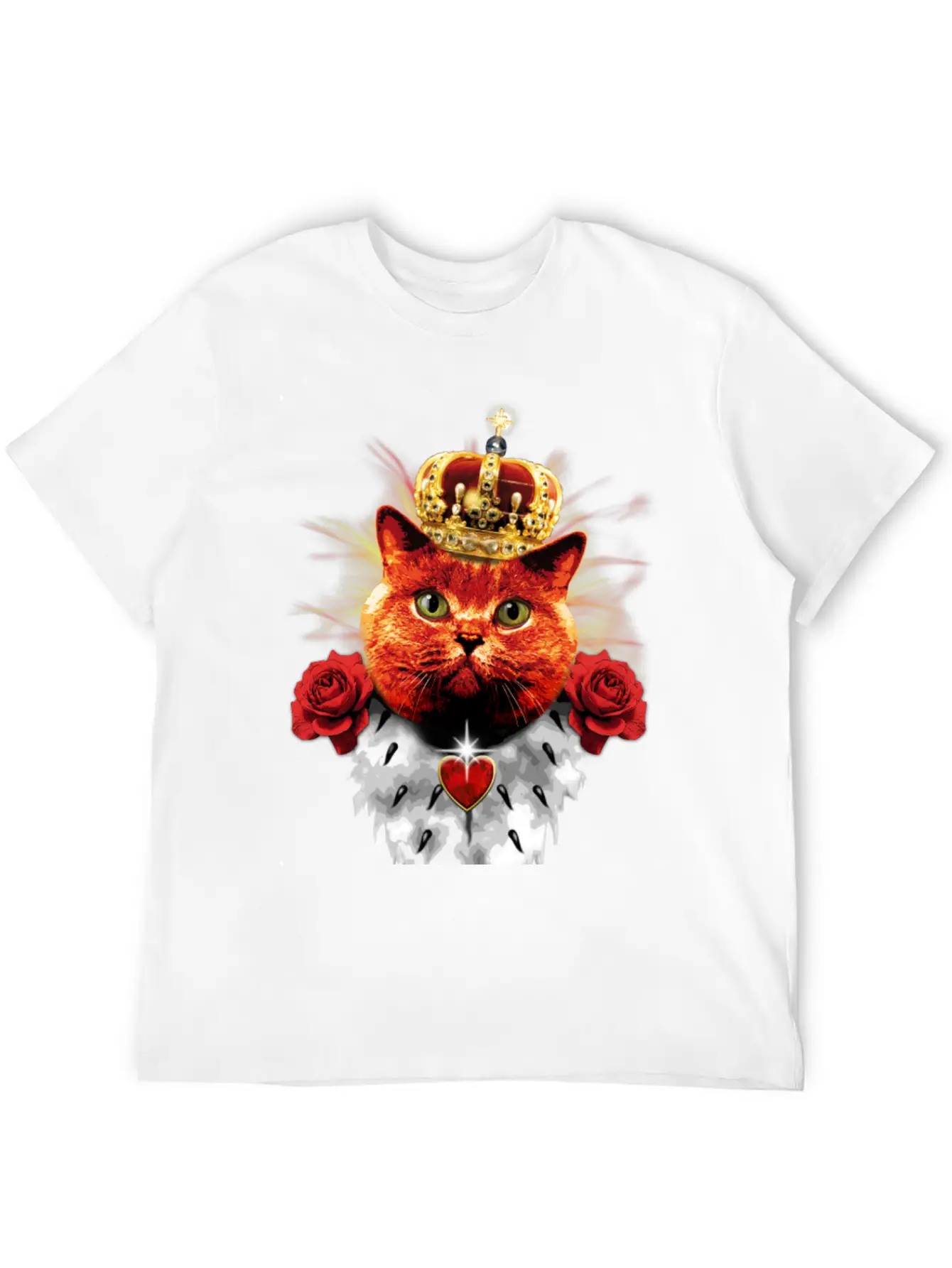 Red Cat King Queen Crown Roses Love Heart Comfortable Minimalist Graphic Tee – Summer Style Essential
