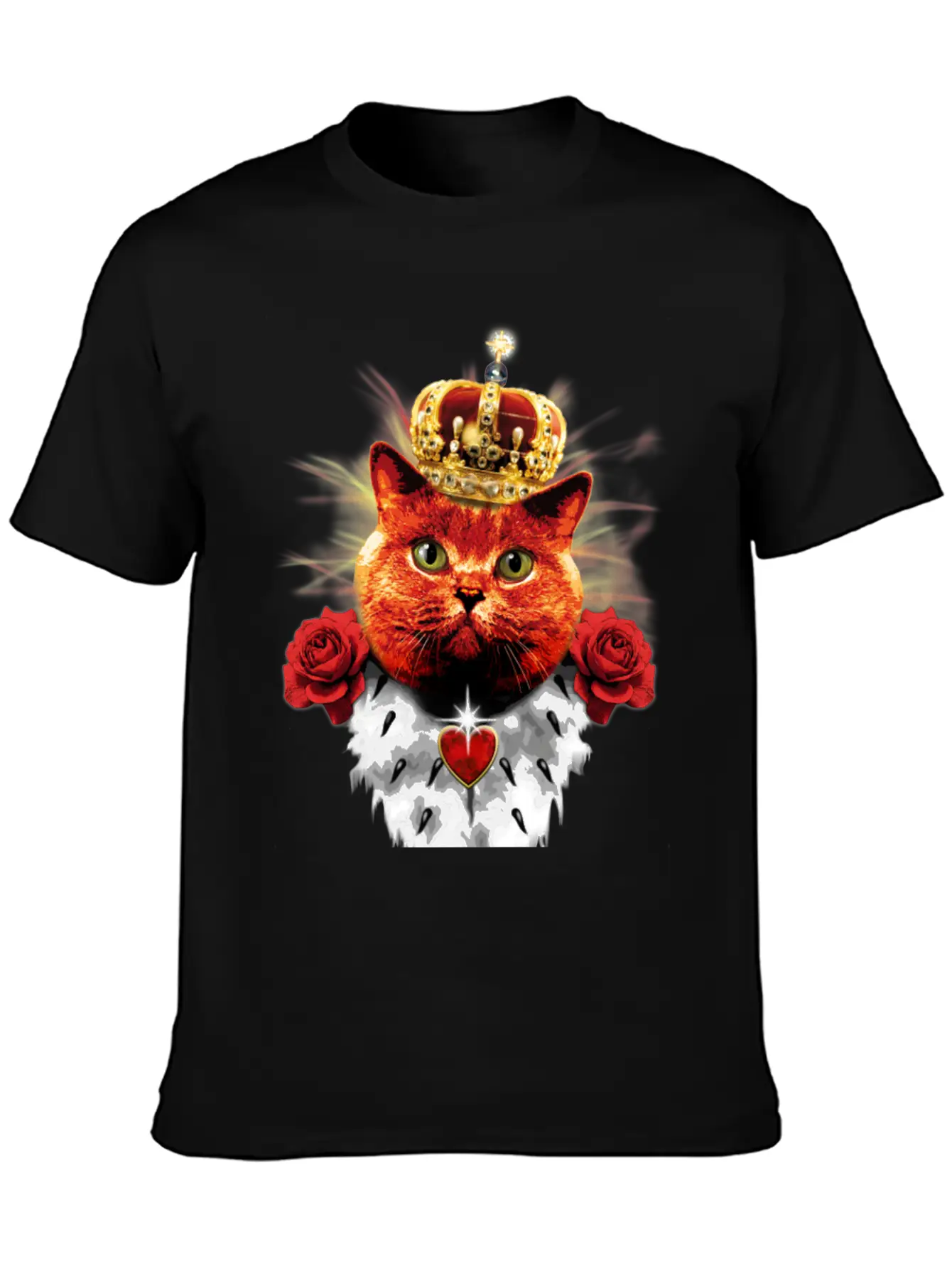 Red Cat King Queen Crown Roses Love Heart Comfortable Minimalist Graphic Tee – Summer Style Essential