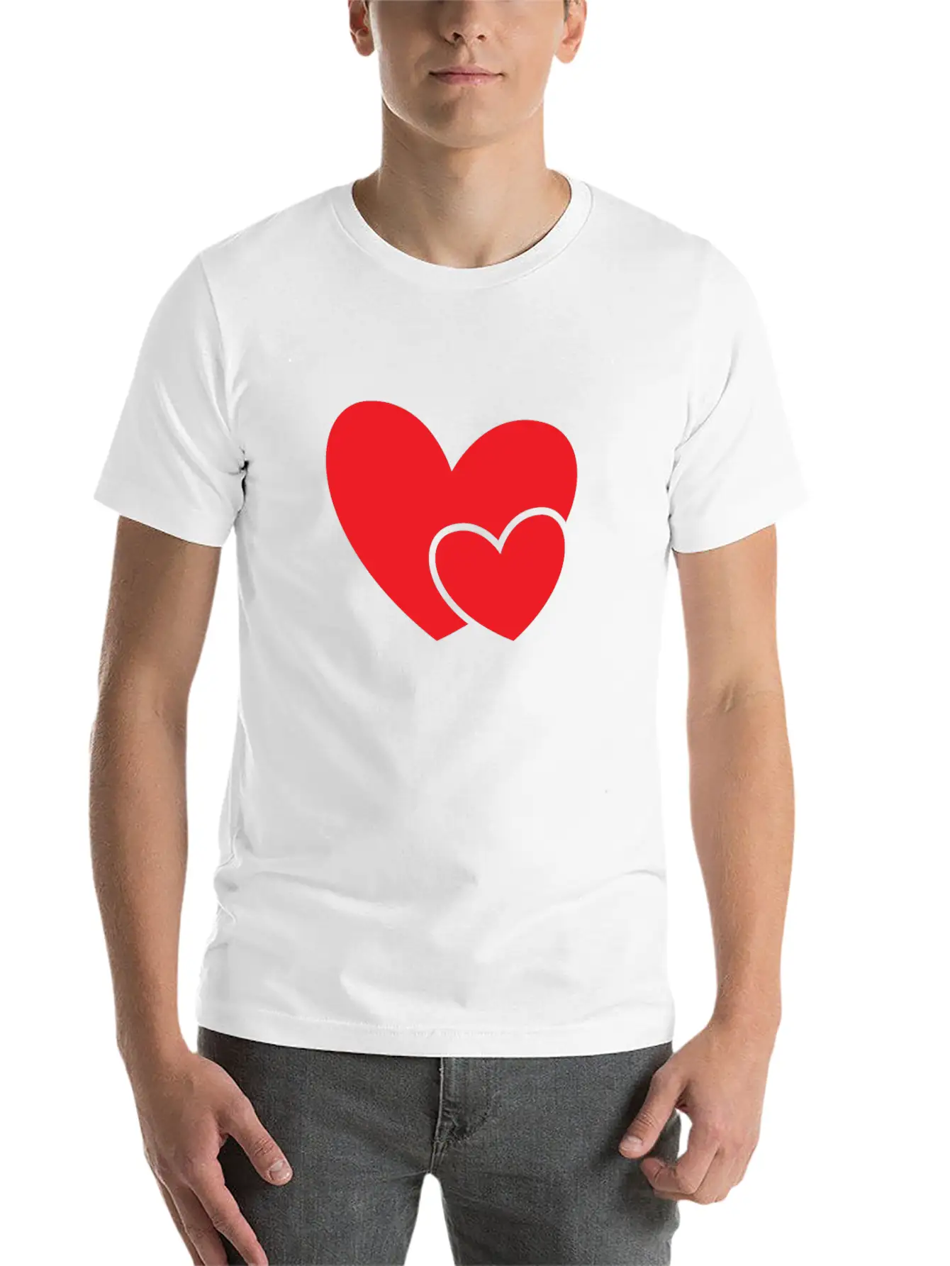 Red Double Heart Gift Idea Basic Graphic T-Shirt – Daily Comfort In Soft Cotton