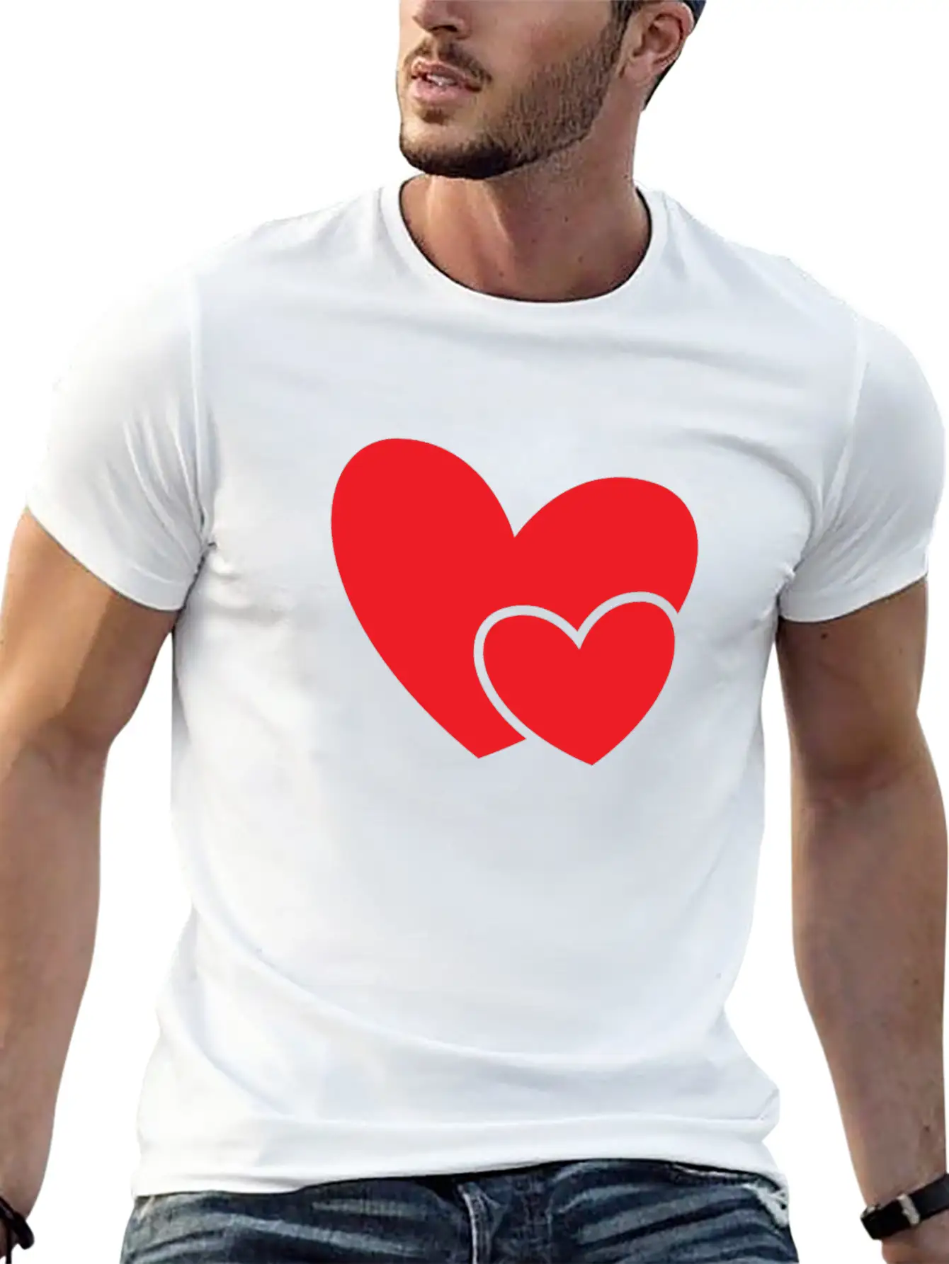 Red Double Heart Gift Idea Basic Graphic T-Shirt – Daily Comfort In Soft Cotton