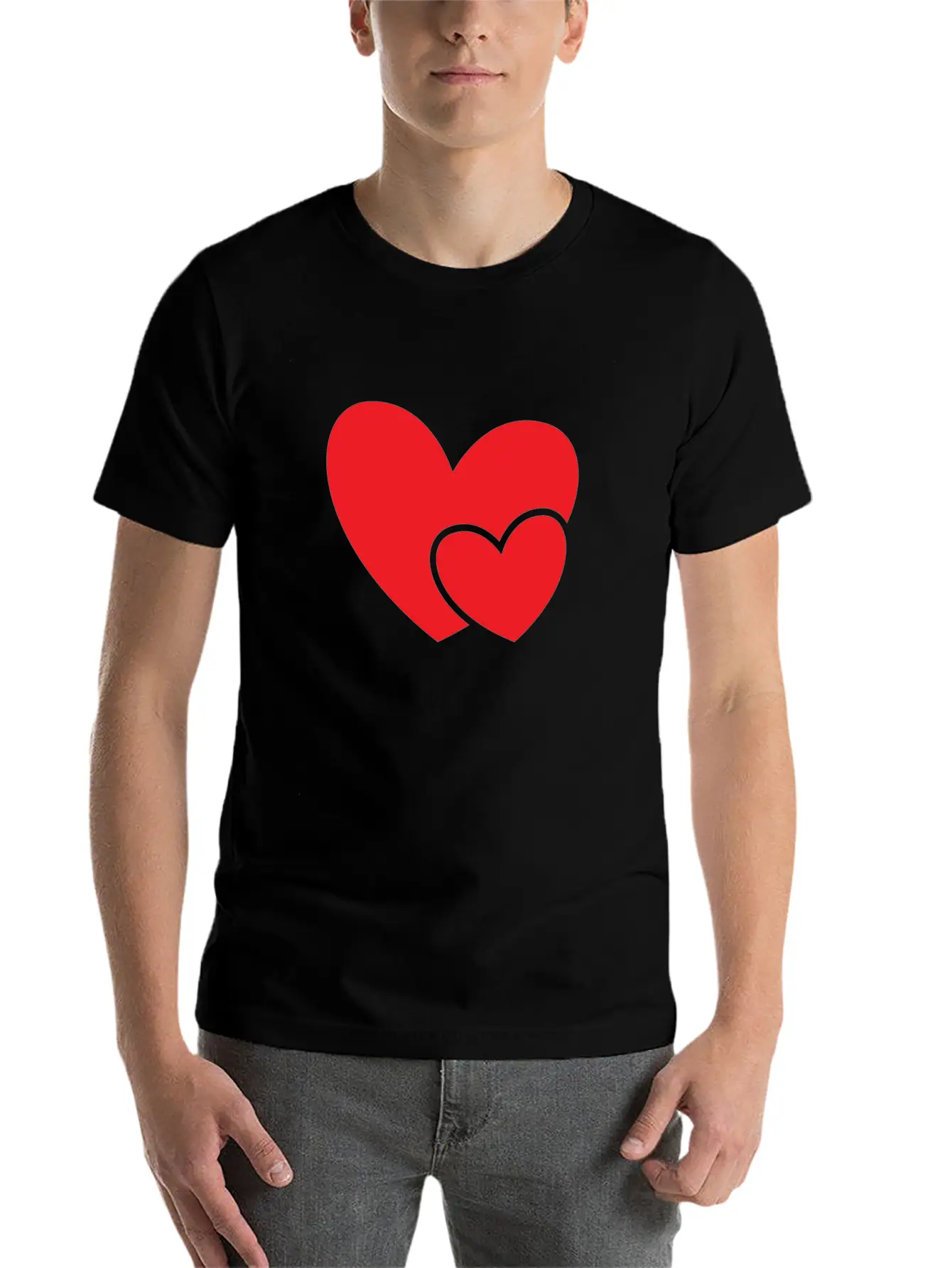Red Double Heart Gift Idea Basic Graphic T-Shirt – Daily Comfort In Soft Cotton