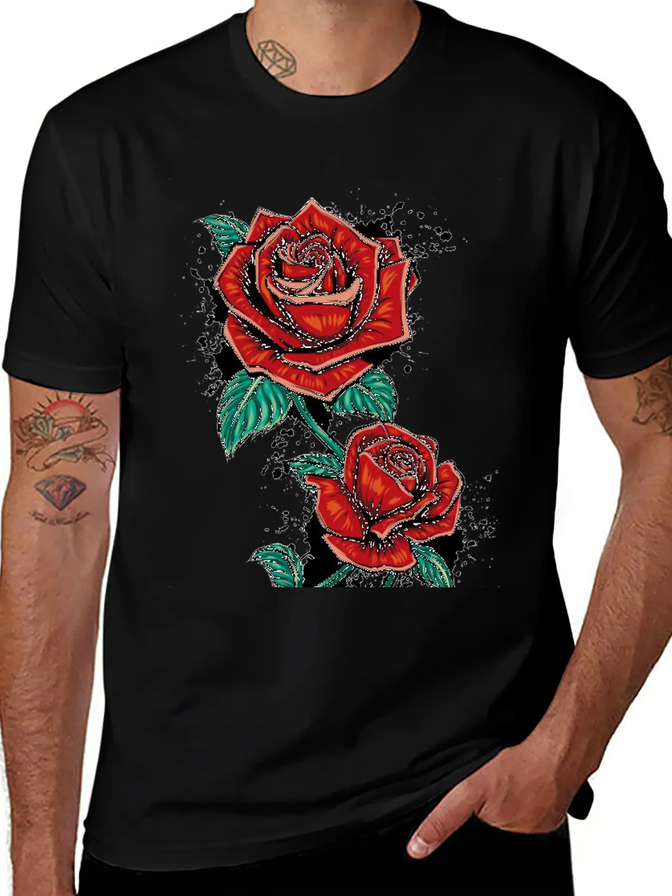 Red Fower Unisex Short Sleeve Soft Cotton T-Shirt – Casual Everyday Wear