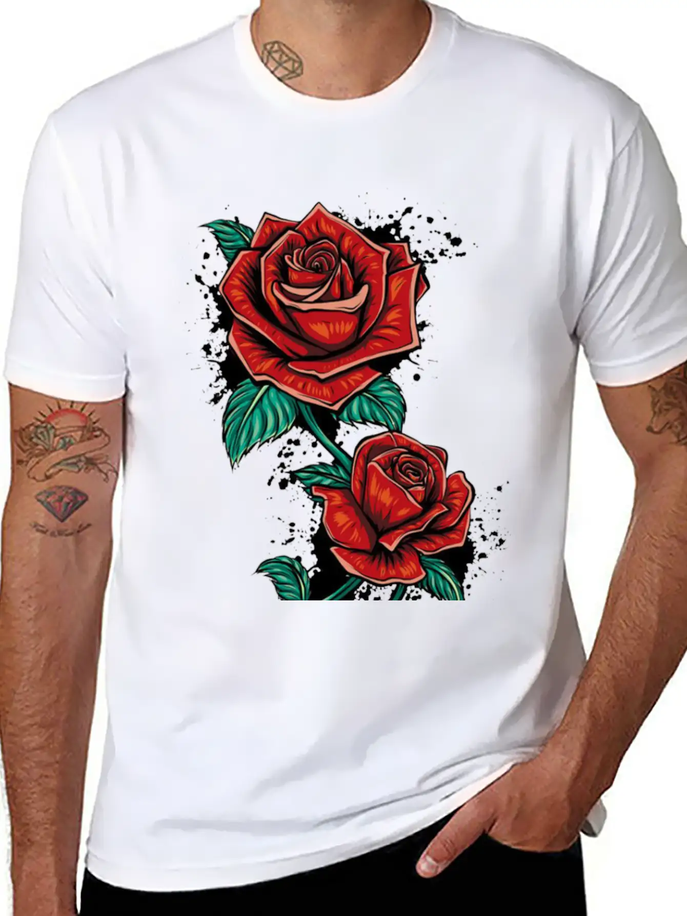 Red Fower Unisex Short Sleeve Soft Cotton T-Shirt – Casual Everyday Wear