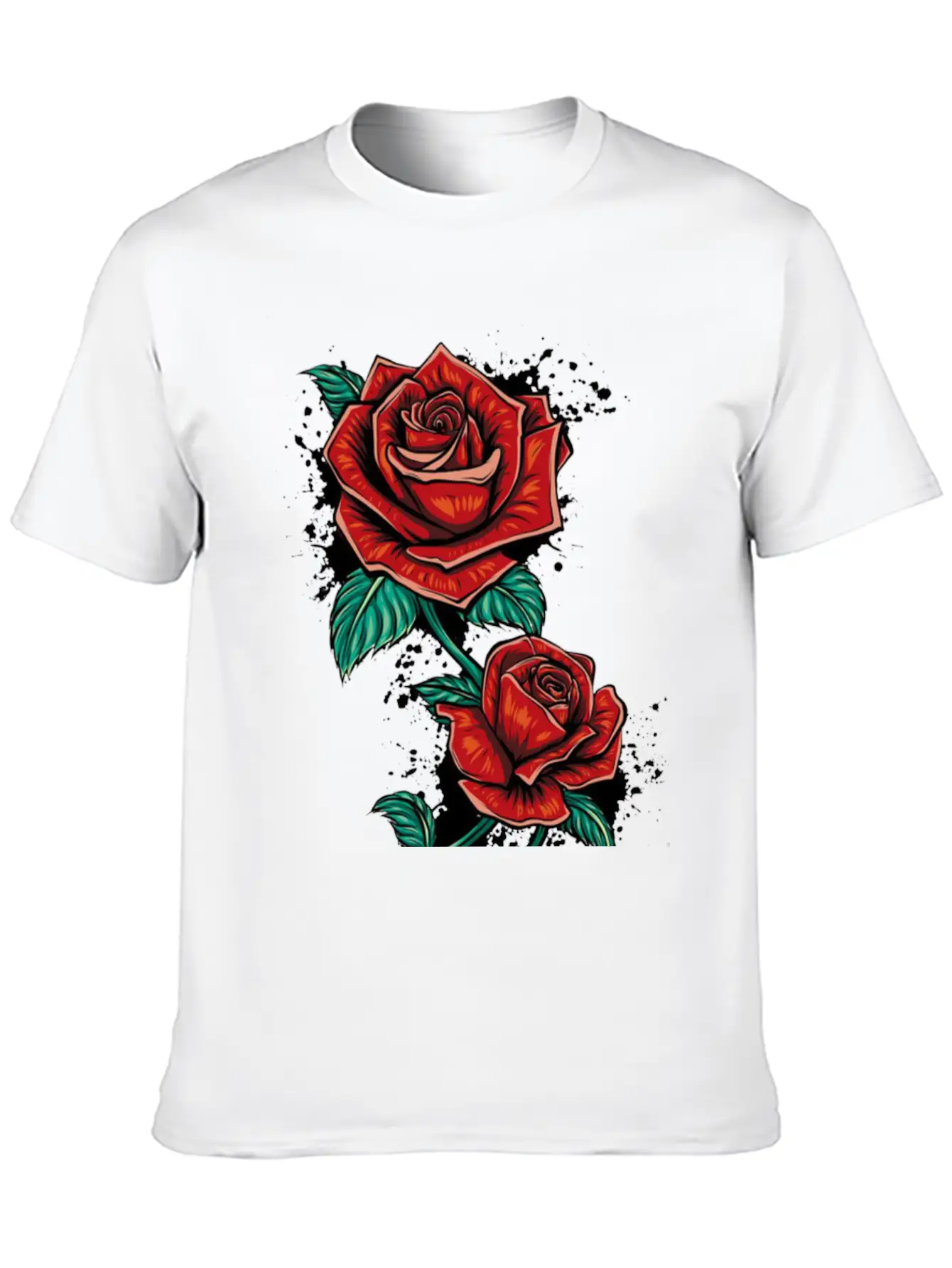 Red Fower Unisex Short Sleeve Soft Cotton T-Shirt – Casual Everyday Wear
