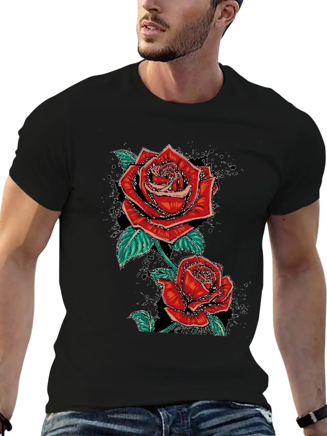 Red Fower Unisex Short Sleeve Soft Cotton T-Shirt – Casual Everyday Wear