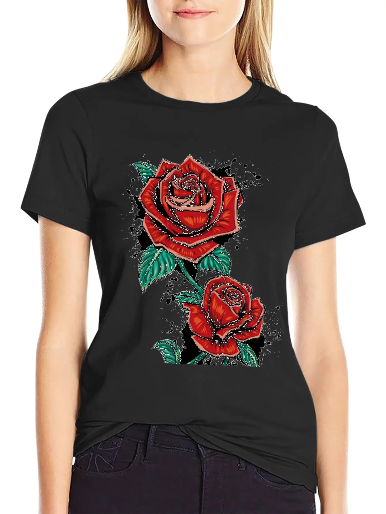 Red Fower Unisex Short Sleeve Soft Cotton T-Shirt – Casual Everyday Wear
