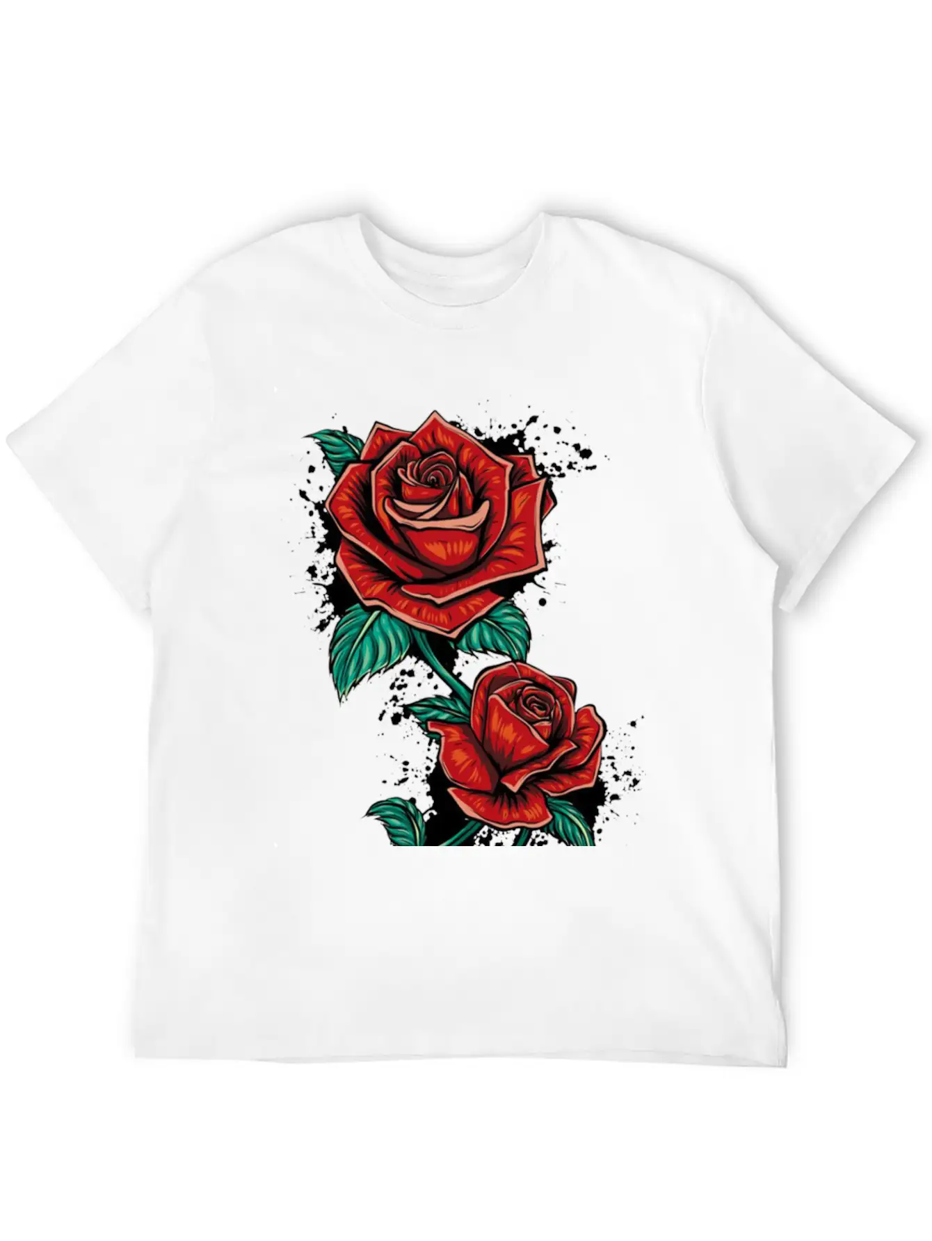 Red Fower Unisex Short Sleeve Soft Cotton T-Shirt – Casual Everyday Wear