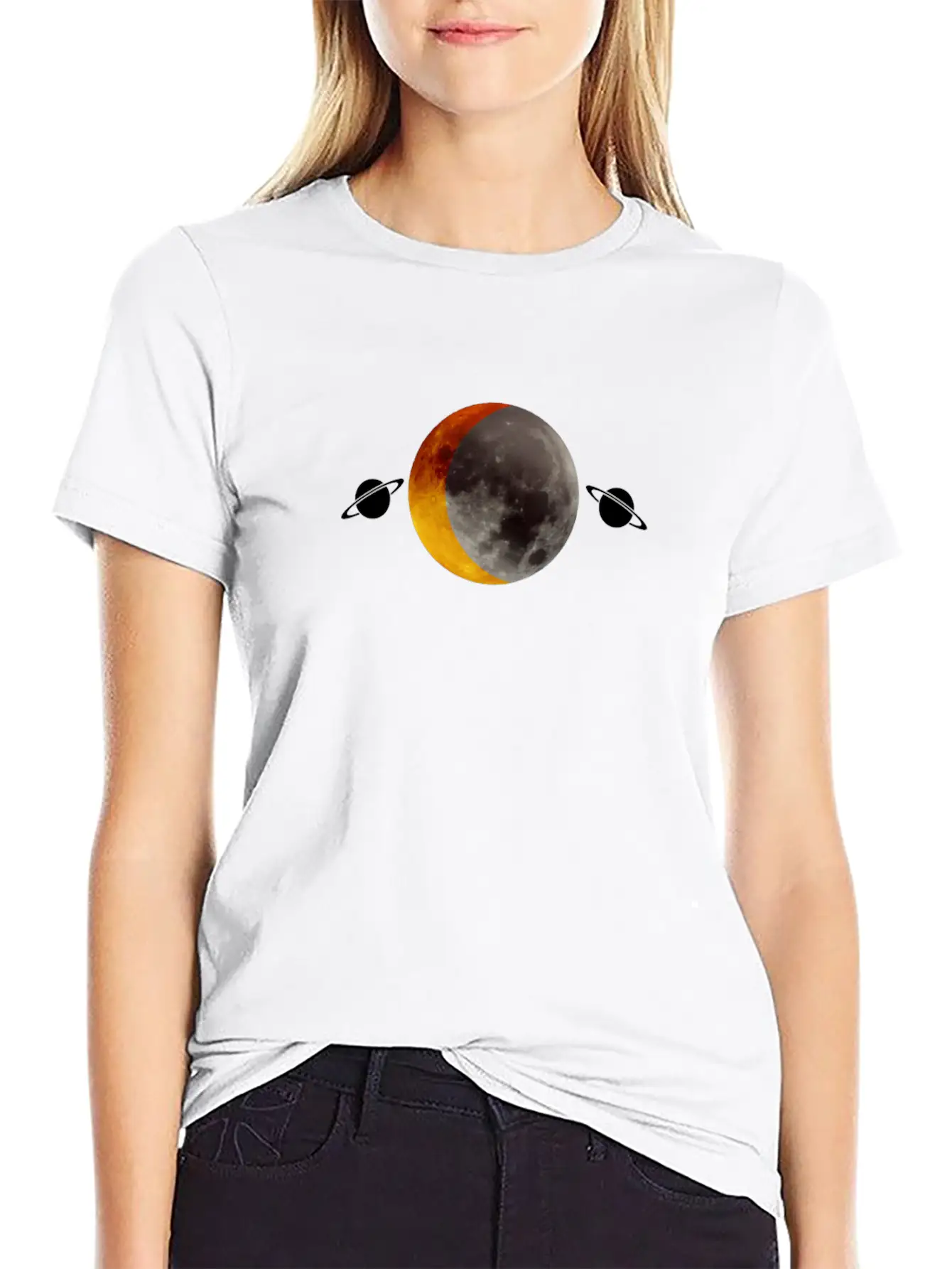 Red Full Moon Design Essential Unisex Summer Tee – Soft Cotton Casual Fit