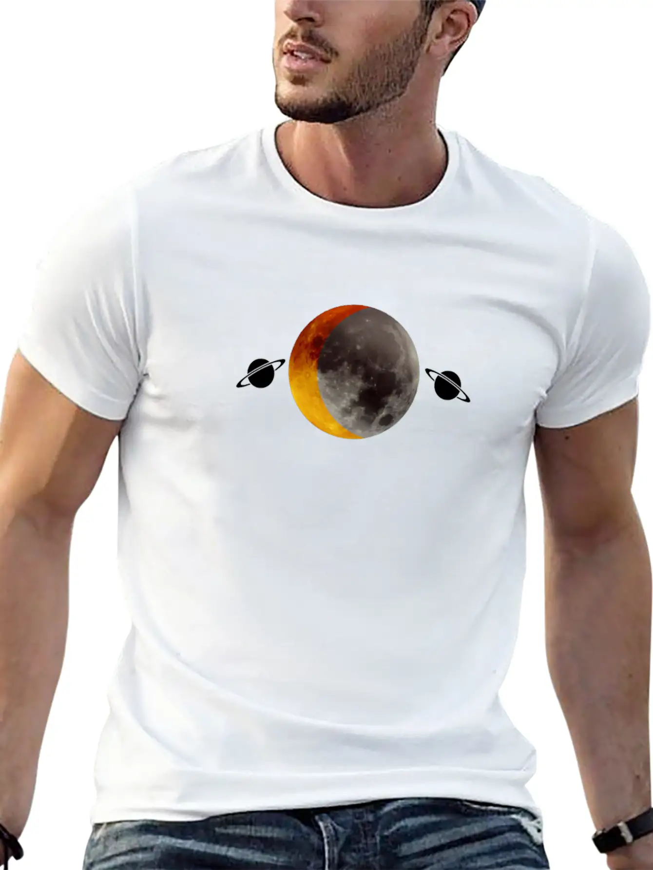 Red Full Moon Design Essential Unisex Summer Tee – Soft Cotton Casual Fit