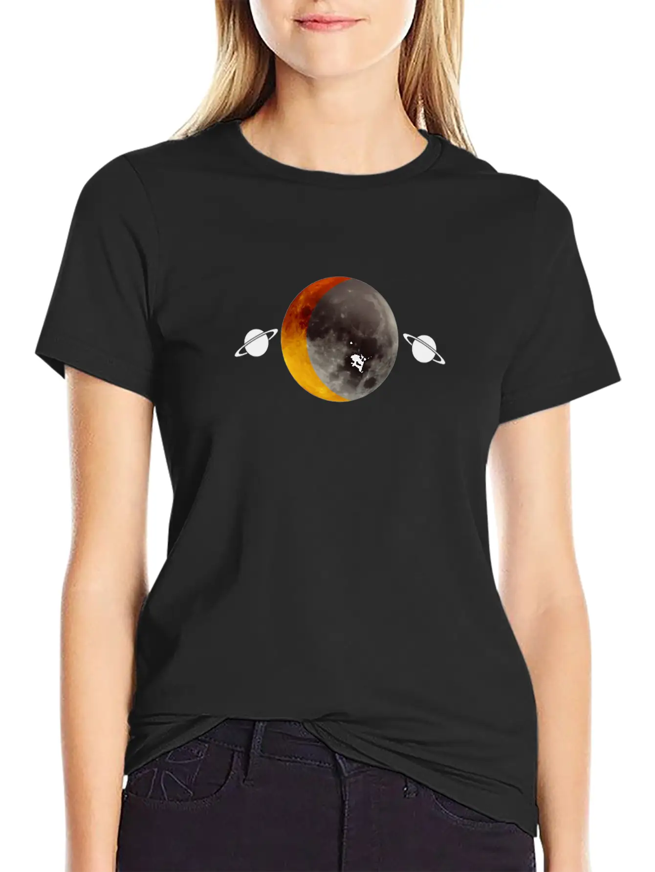 Red Full Moon Design Essential Unisex Summer Tee – Soft Cotton Casual Fit