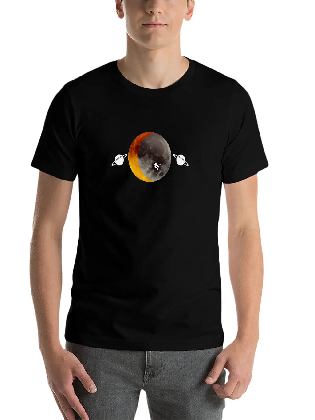 Red Full Moon Design Essential Unisex Summer Tee – Soft Cotton Casual Fit