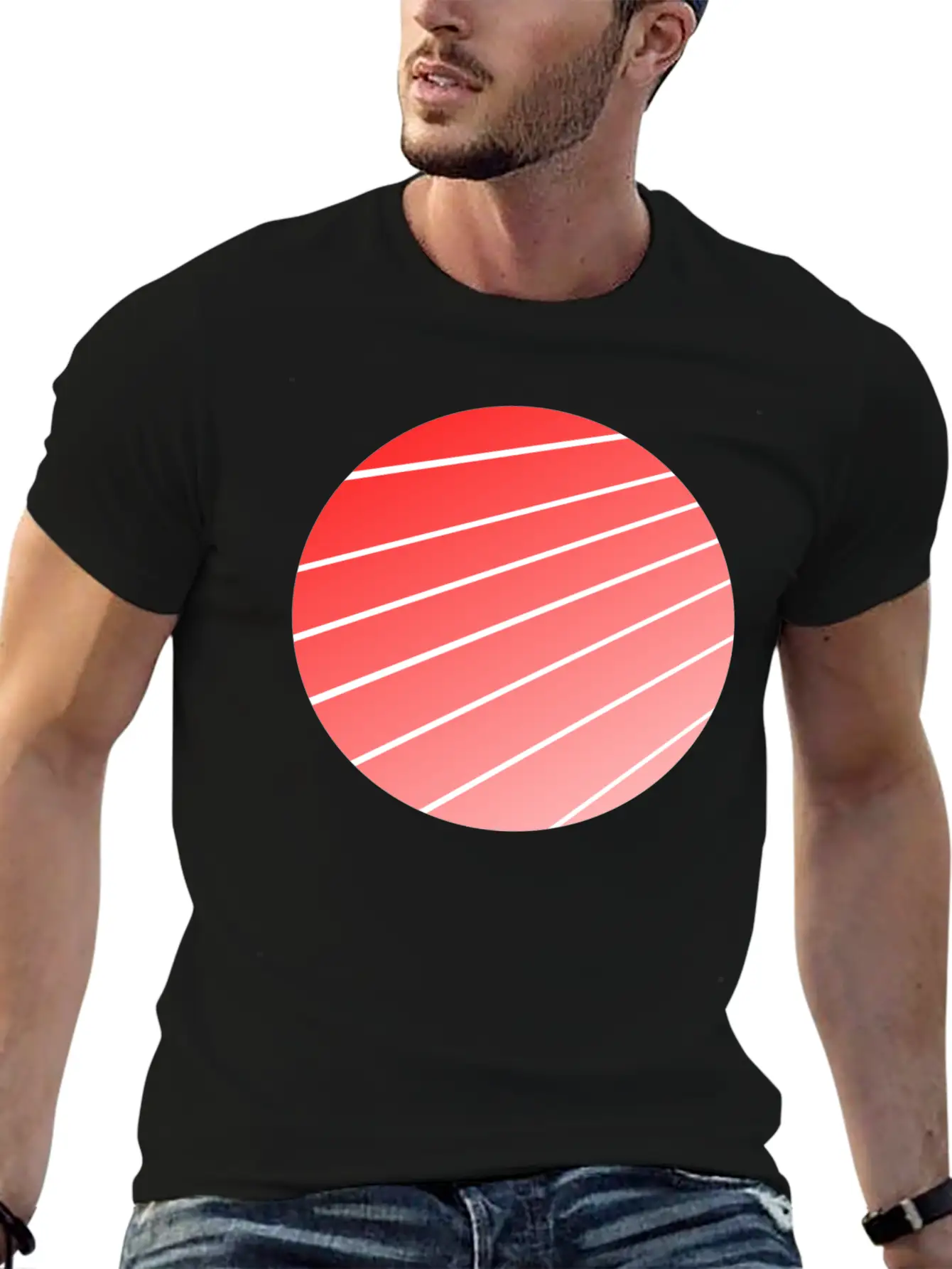 Red Gradient Circle Stylish Everyday T-Shirt – Unisex Basic Cotton Tee