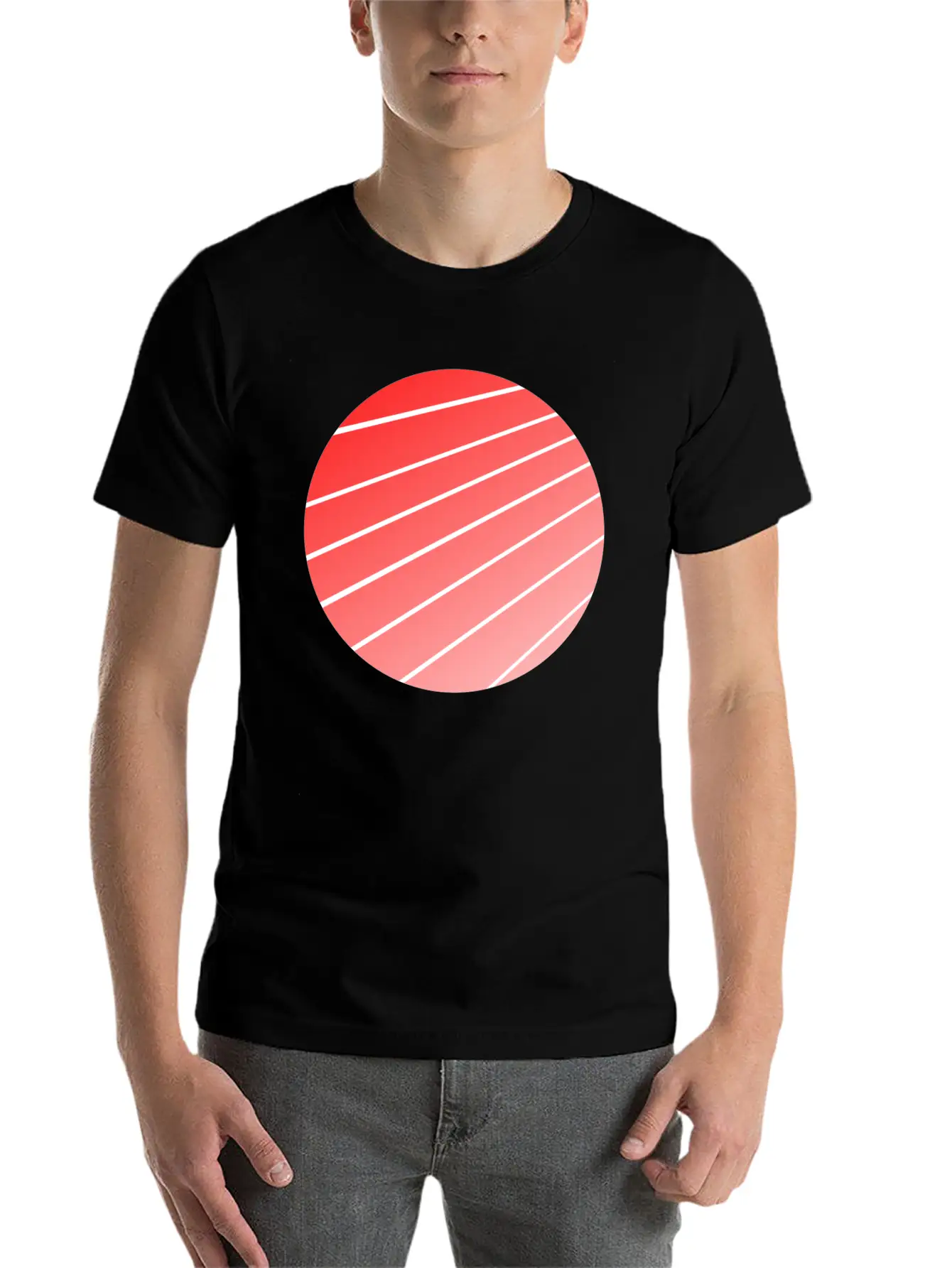 Red Gradient Circle Stylish Everyday T-Shirt – Unisex Basic Cotton Tee