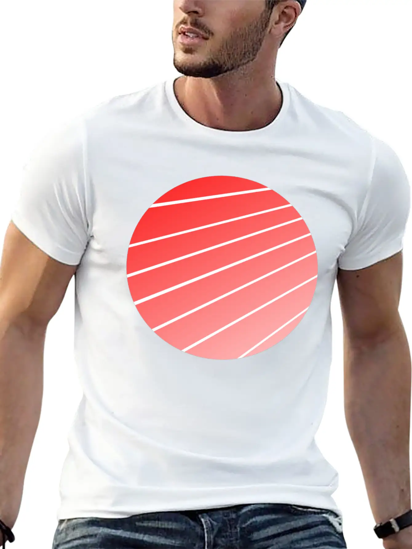 Red Gradient Circle Stylish Everyday T-Shirt – Unisex Basic Cotton Tee
