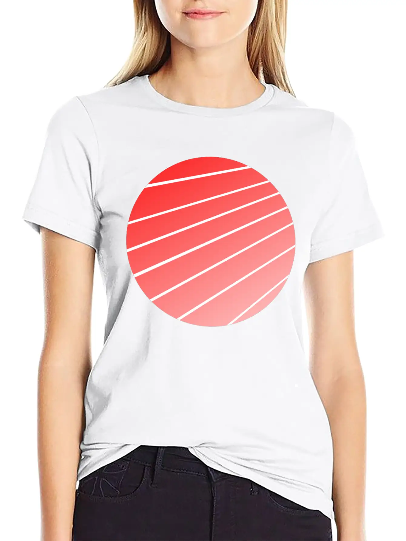 Red Gradient Circle Stylish Everyday T-Shirt – Unisex Basic Cotton Tee