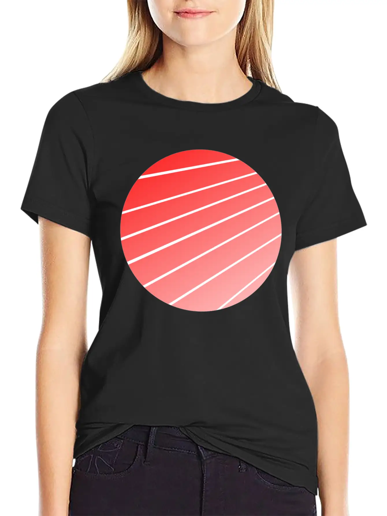 Red Gradient Circle Stylish Everyday T-Shirt – Unisex Basic Cotton Tee