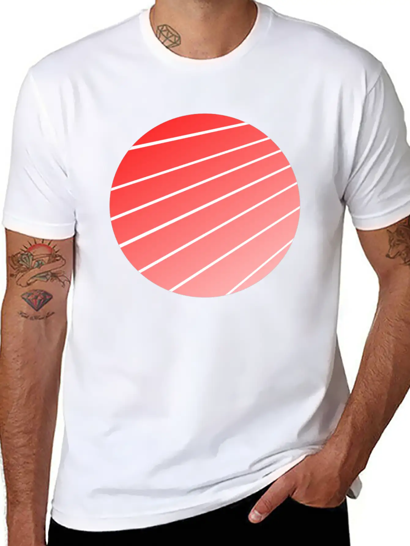 Red Gradient Circle Stylish Everyday T-Shirt – Unisex Basic Cotton Tee