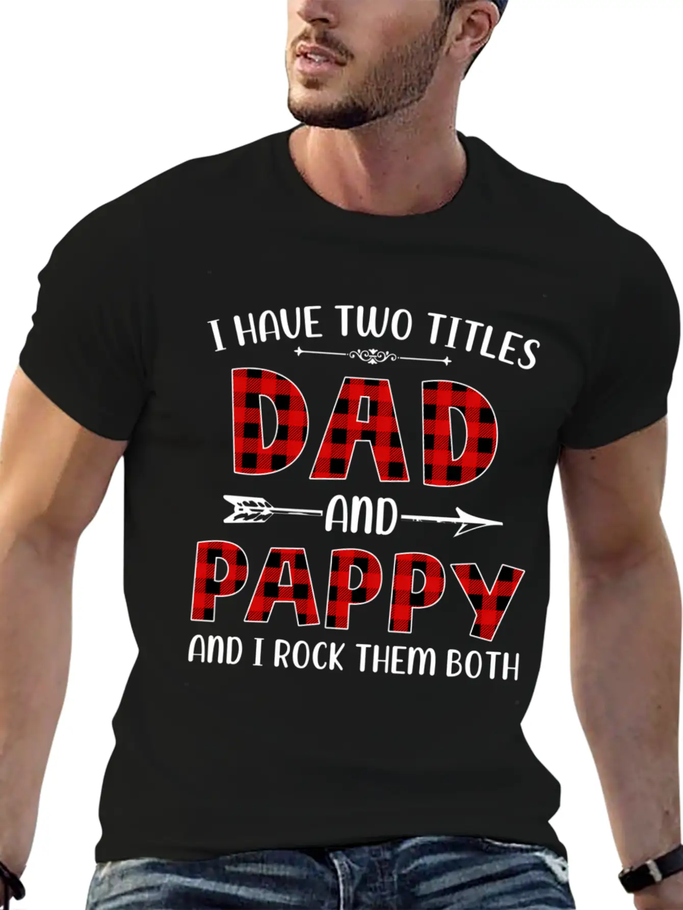 Red Plaid Pappy Fathers Day For New Pappy Grandpa Stylish Everyday T-Shirt – Unisex Basic Cotton Tee