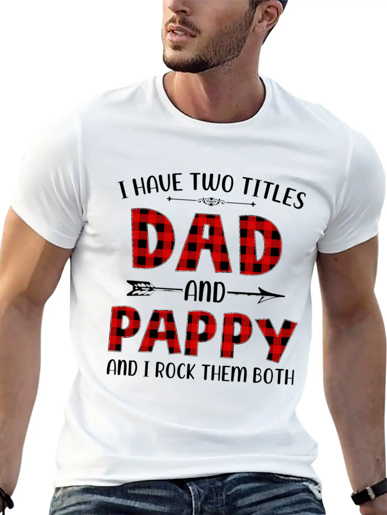 Red Plaid Pappy Fathers Day For New Pappy Grandpa Stylish Everyday T-Shirt – Unisex Basic Cotton Tee