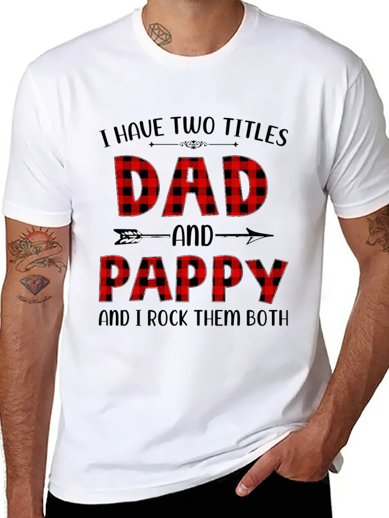 Red Plaid Pappy Fathers Day For New Pappy Grandpa Stylish Everyday T-Shirt – Unisex Basic Cotton Tee