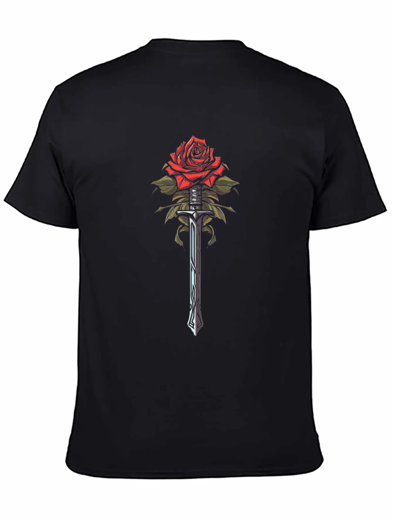 Red Rose Goth Sword Unisex Short Sleeve Soft Cotton T-Shirt – Casual Everyday Wear