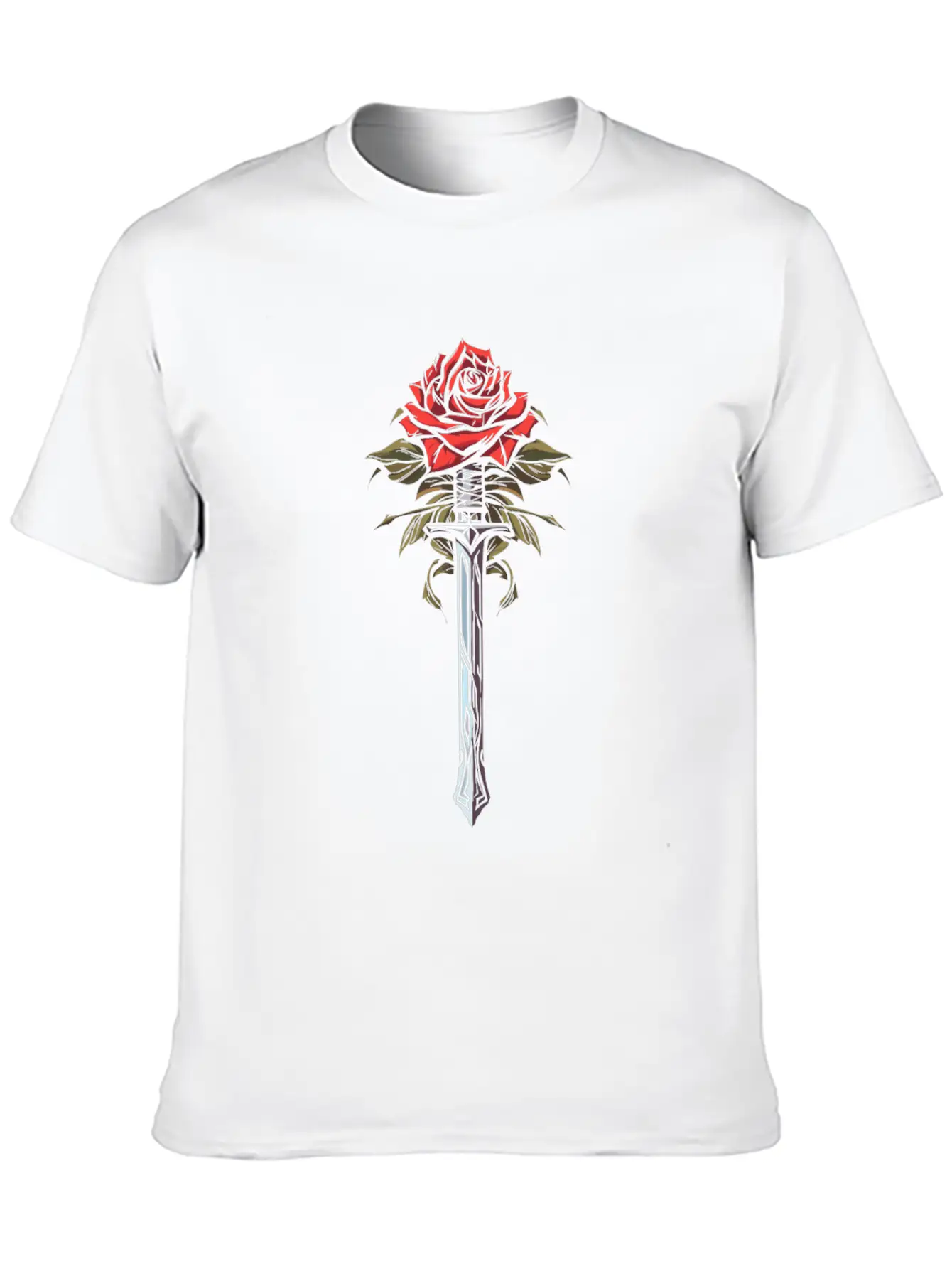 Red Rose Goth Sword Unisex Short Sleeve Soft Cotton T-Shirt – Casual Everyday Wear