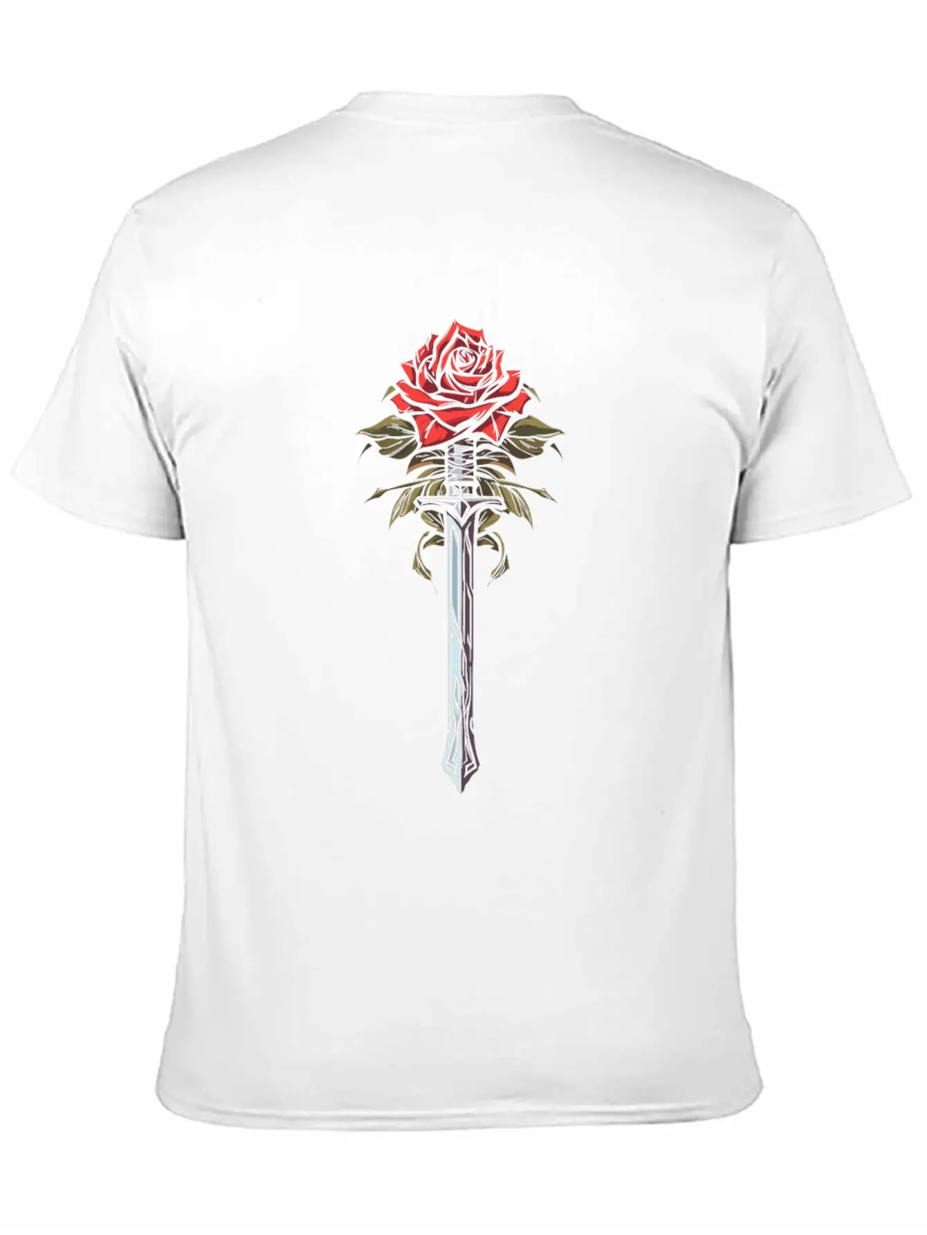 Red Rose Goth Sword Unisex Short Sleeve Soft Cotton T-Shirt – Casual Everyday Wear