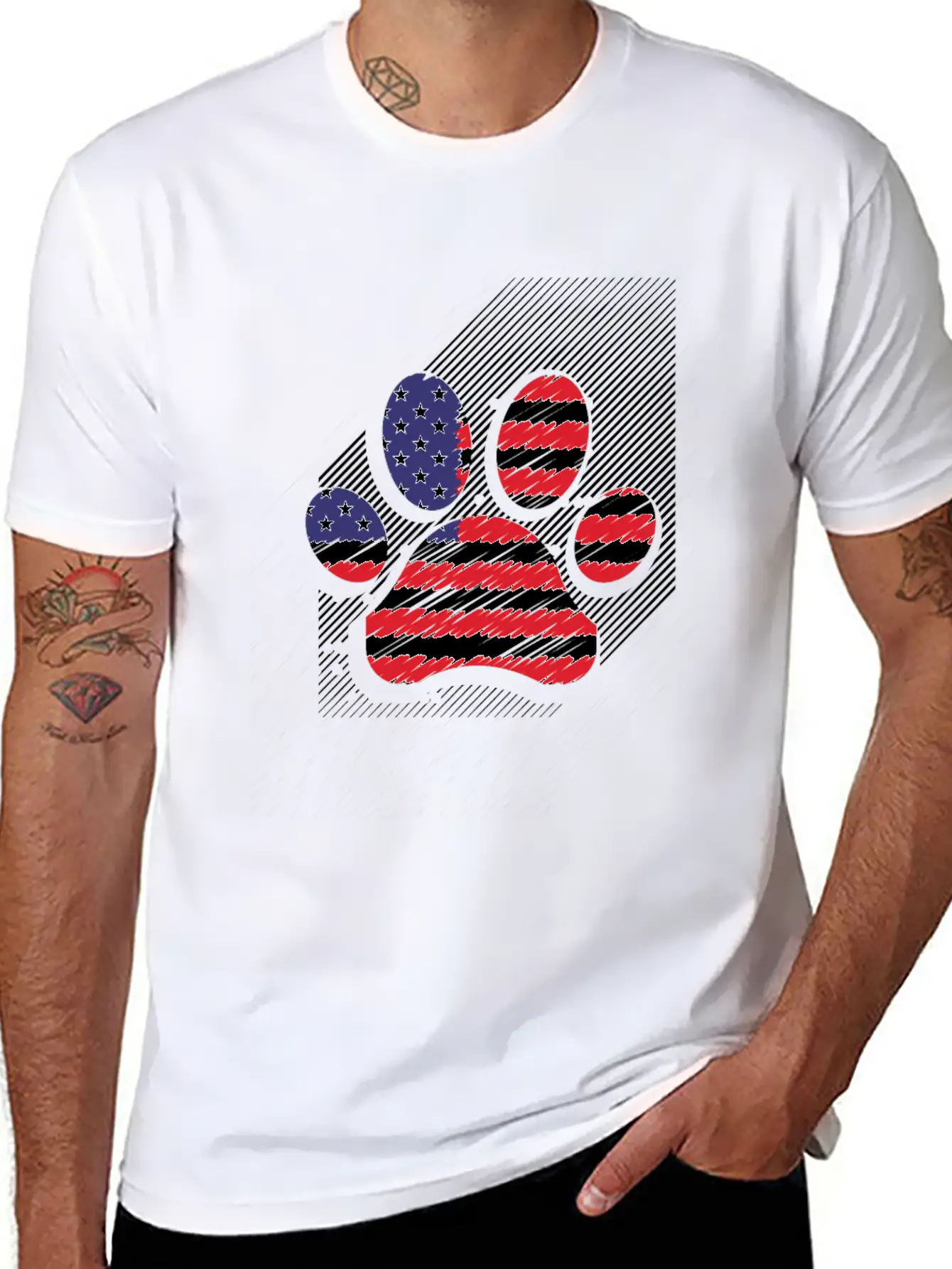 Red White Blue Dog Paws USA Flag 4th Of July Shirt Timeless Short Sleeve Tee – Comfy And Minimalist Design