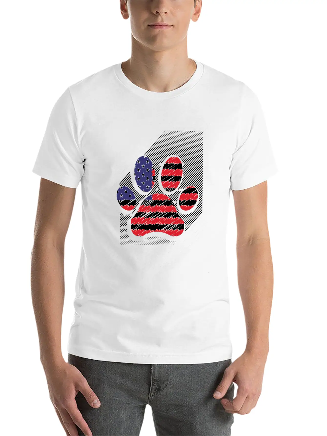 Red White Blue Dog Paws USA Flag 4th Of July Shirt Timeless Short Sleeve Tee – Comfy And Minimalist Design
