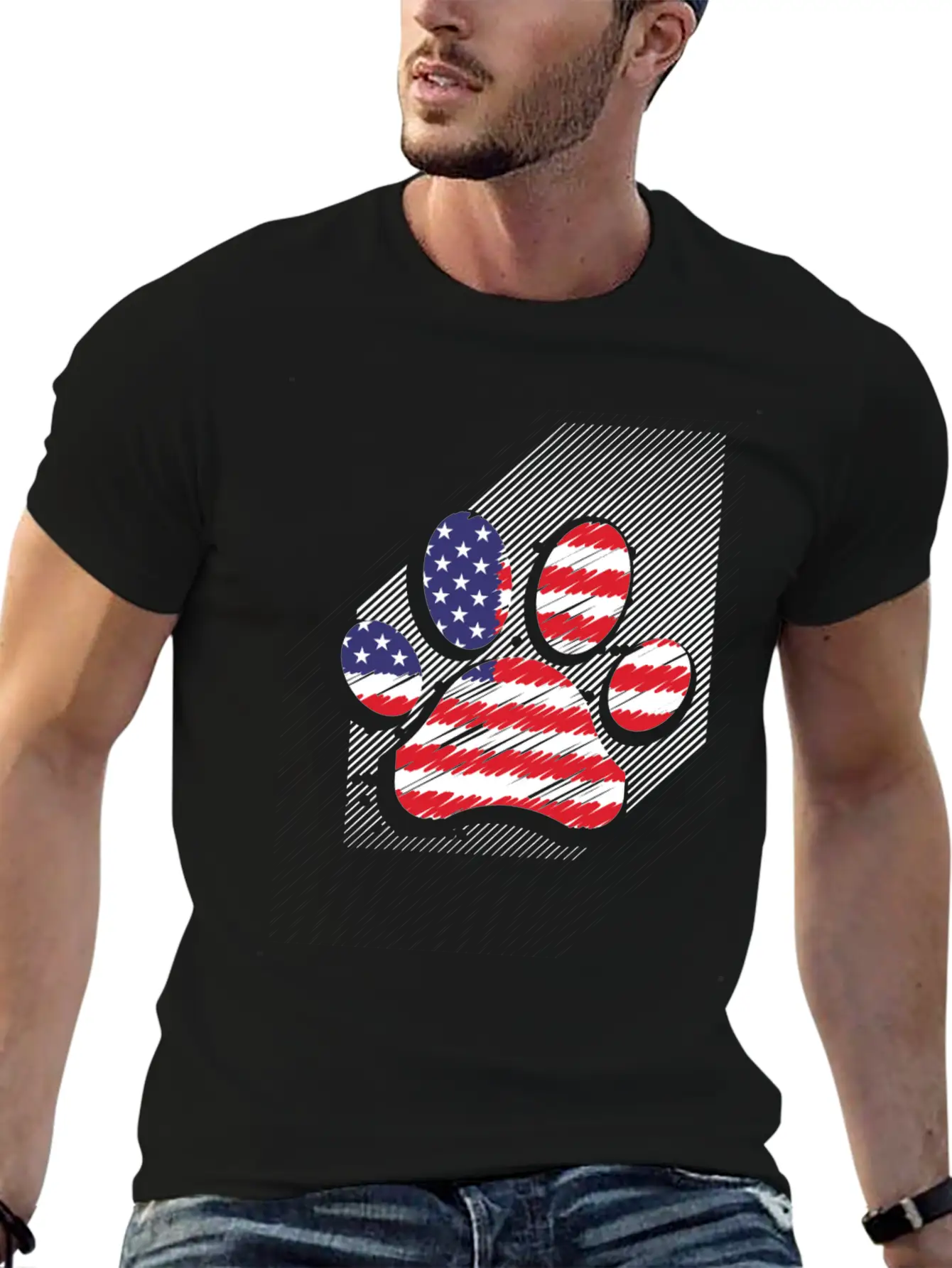 Red White Blue Dog Paws USA Flag 4th Of July Shirt Timeless Short Sleeve Tee – Comfy And Minimalist Design