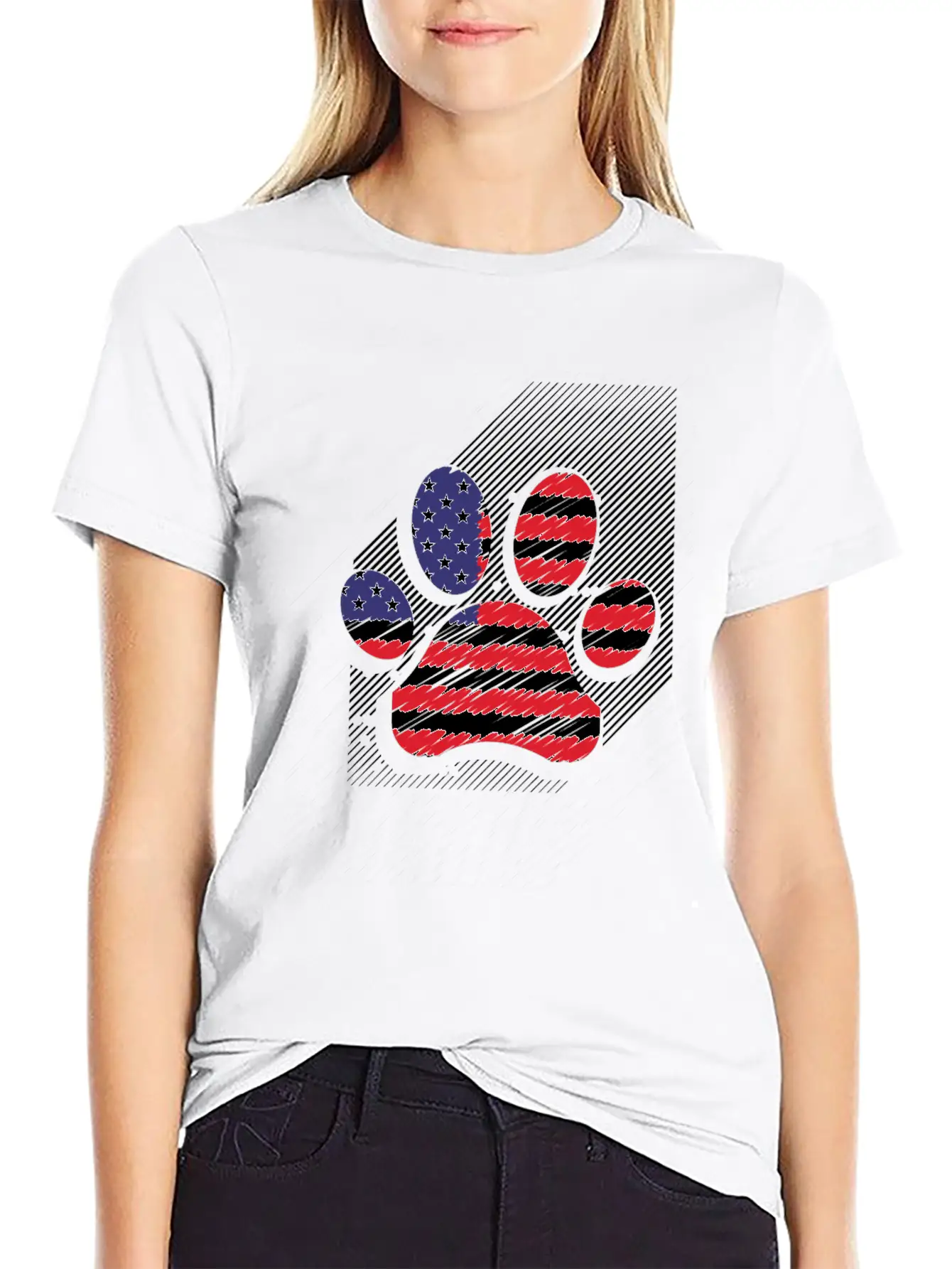 Red White Blue Dog Paws USA Flag 4th Of July Shirt Timeless Short Sleeve Tee – Comfy And Minimalist Design