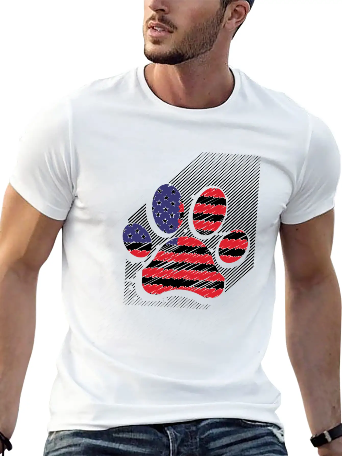 Red White Blue Dog Paws USA Flag 4th Of July Shirt Timeless Short Sleeve Tee – Comfy And Minimalist Design
