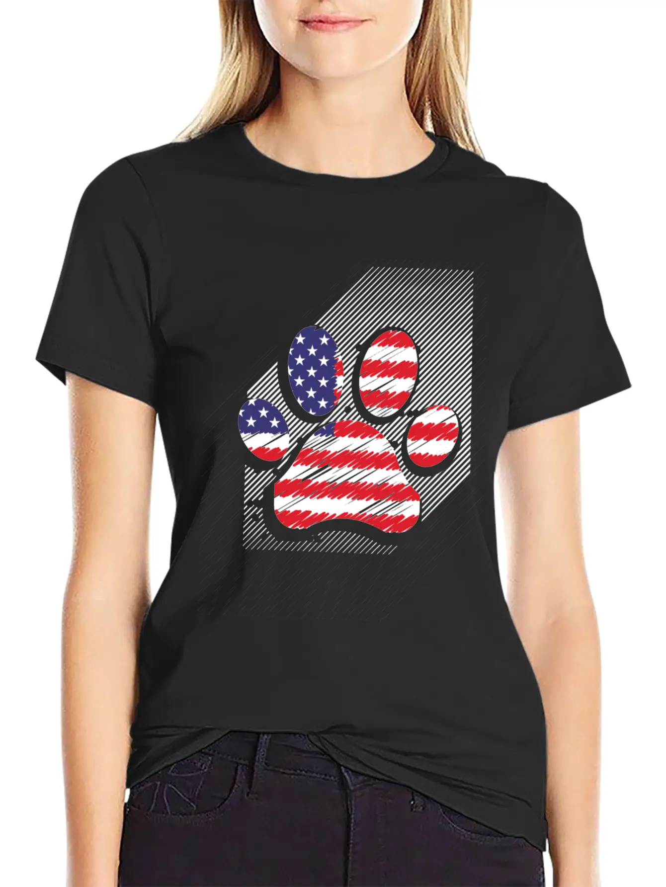 Red White Blue Dog Paws USA Flag 4th Of July Shirt Timeless Short Sleeve Tee – Comfy And Minimalist Design
