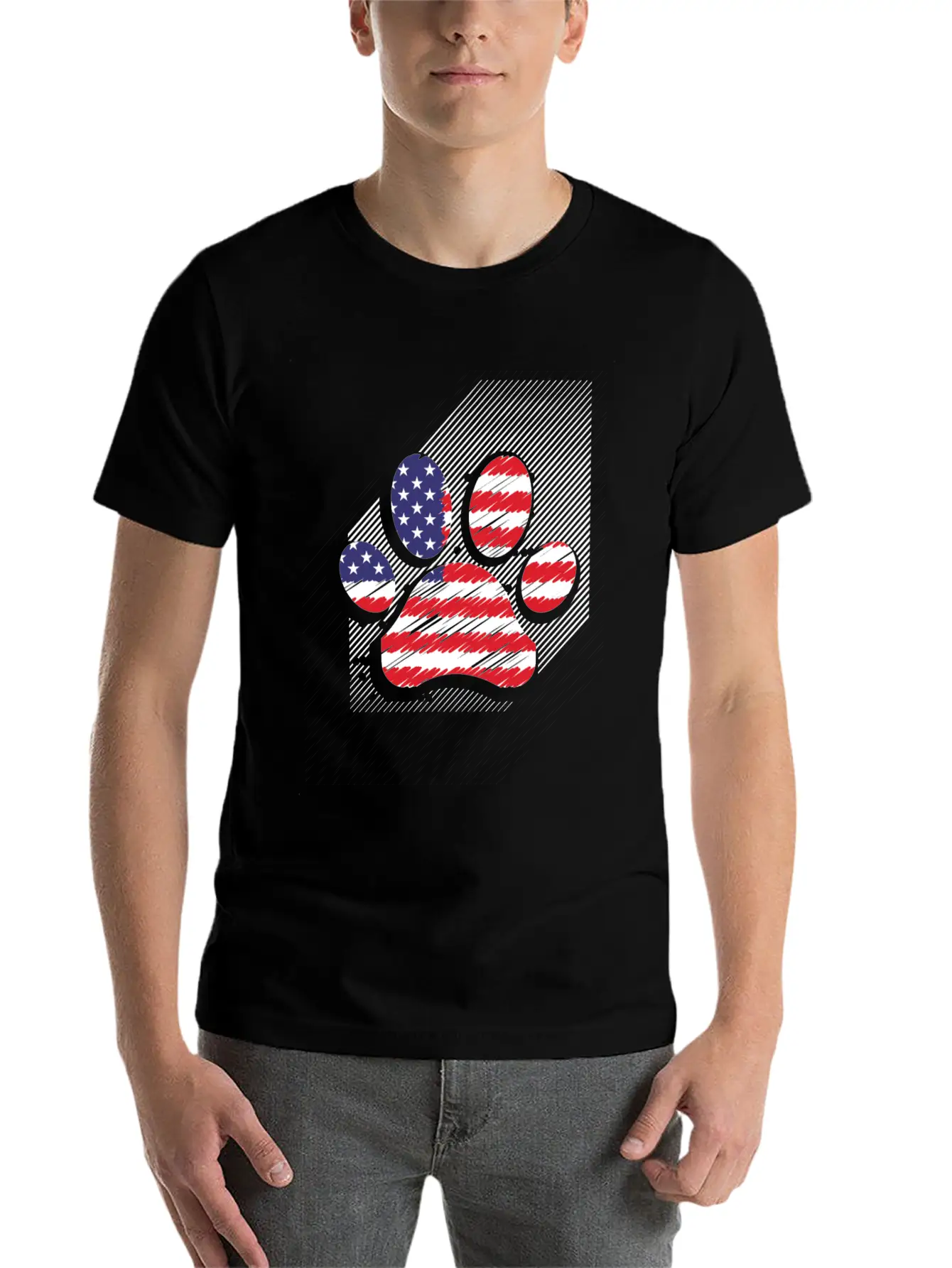 Red White Blue Dog Paws USA Flag 4th Of July Shirt Timeless Short Sleeve Tee – Comfy And Minimalist Design