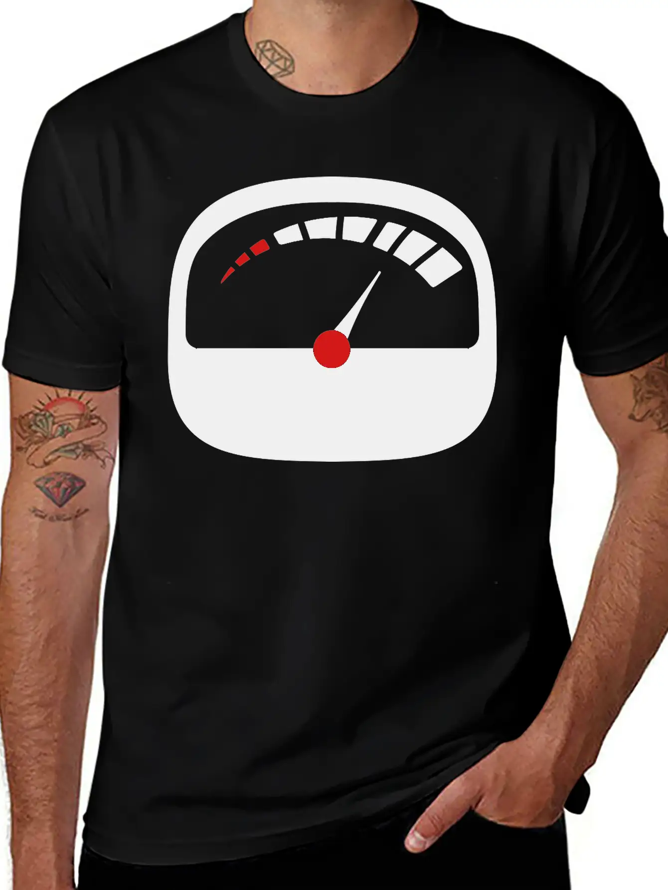 Refuel Speedometer Fuel Gauge Pointer Full Tank Unisex Short Sleeve Soft Cotton T-Shirt – Casual Everyday Wear