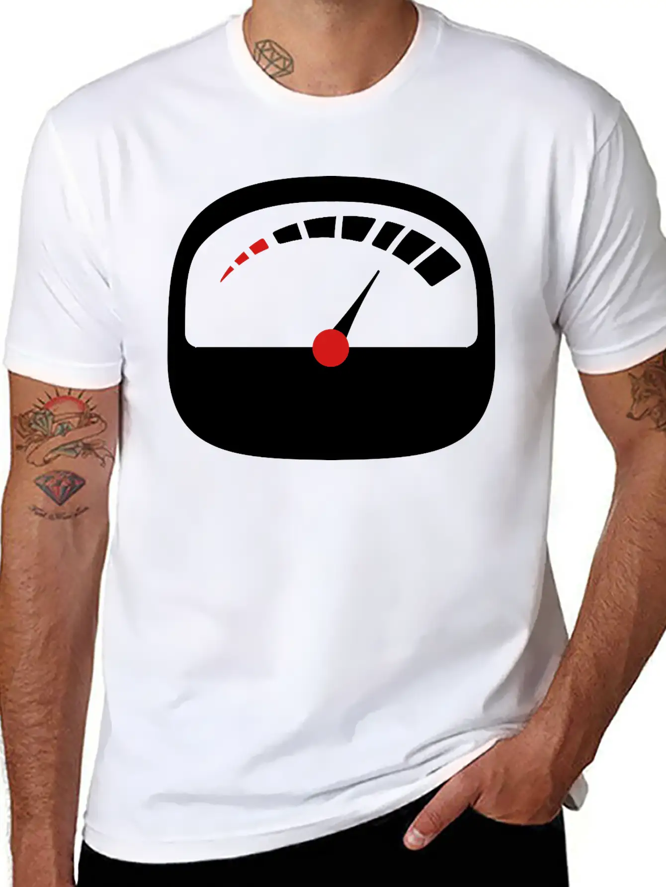 Refuel Speedometer Fuel Gauge Pointer Full Tank Unisex Short Sleeve Soft Cotton T-Shirt – Casual Everyday Wear