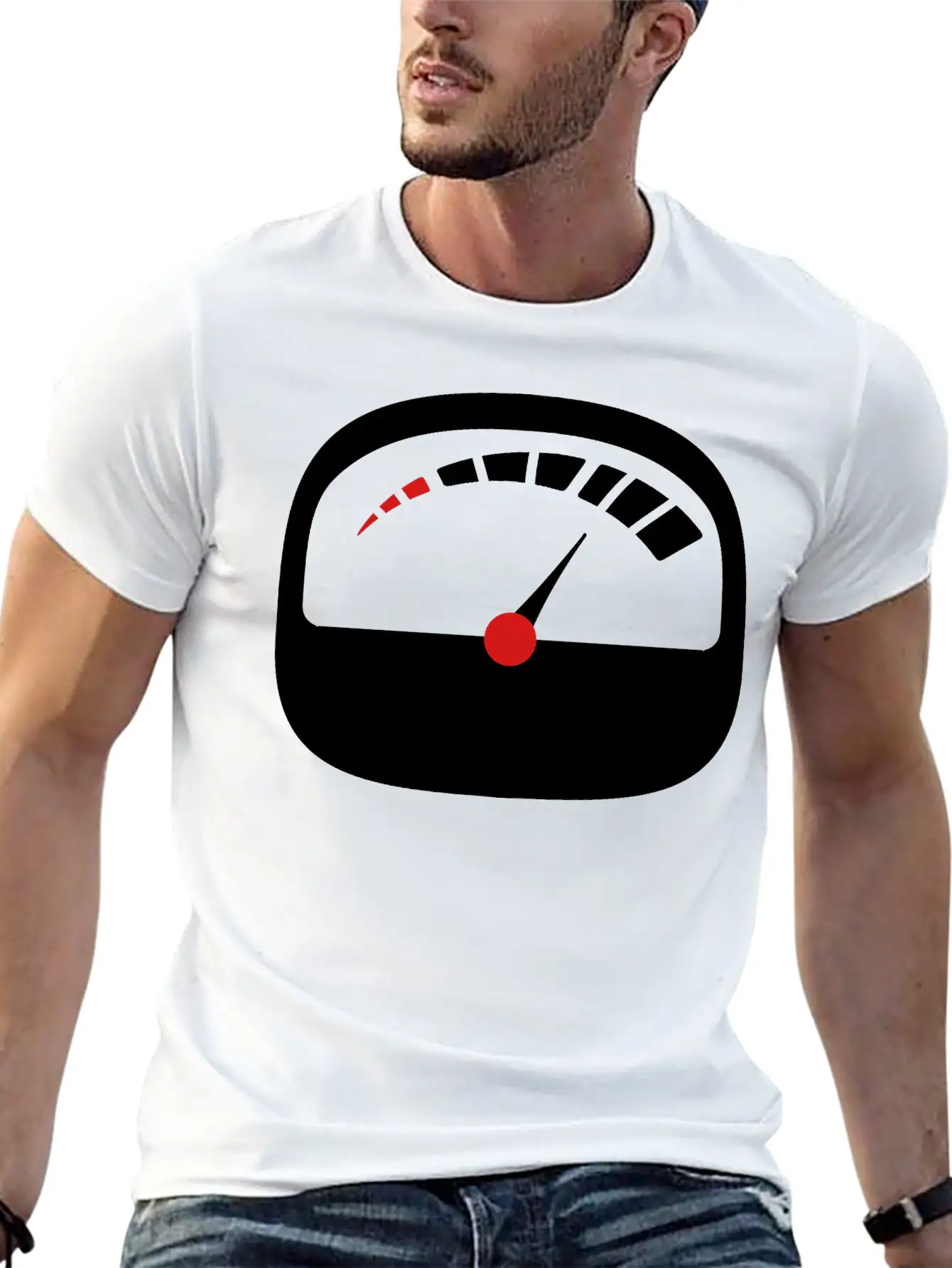 Refuel Speedometer Fuel Gauge Pointer Full Tank Unisex Short Sleeve Soft Cotton T-Shirt – Casual Everyday Wear