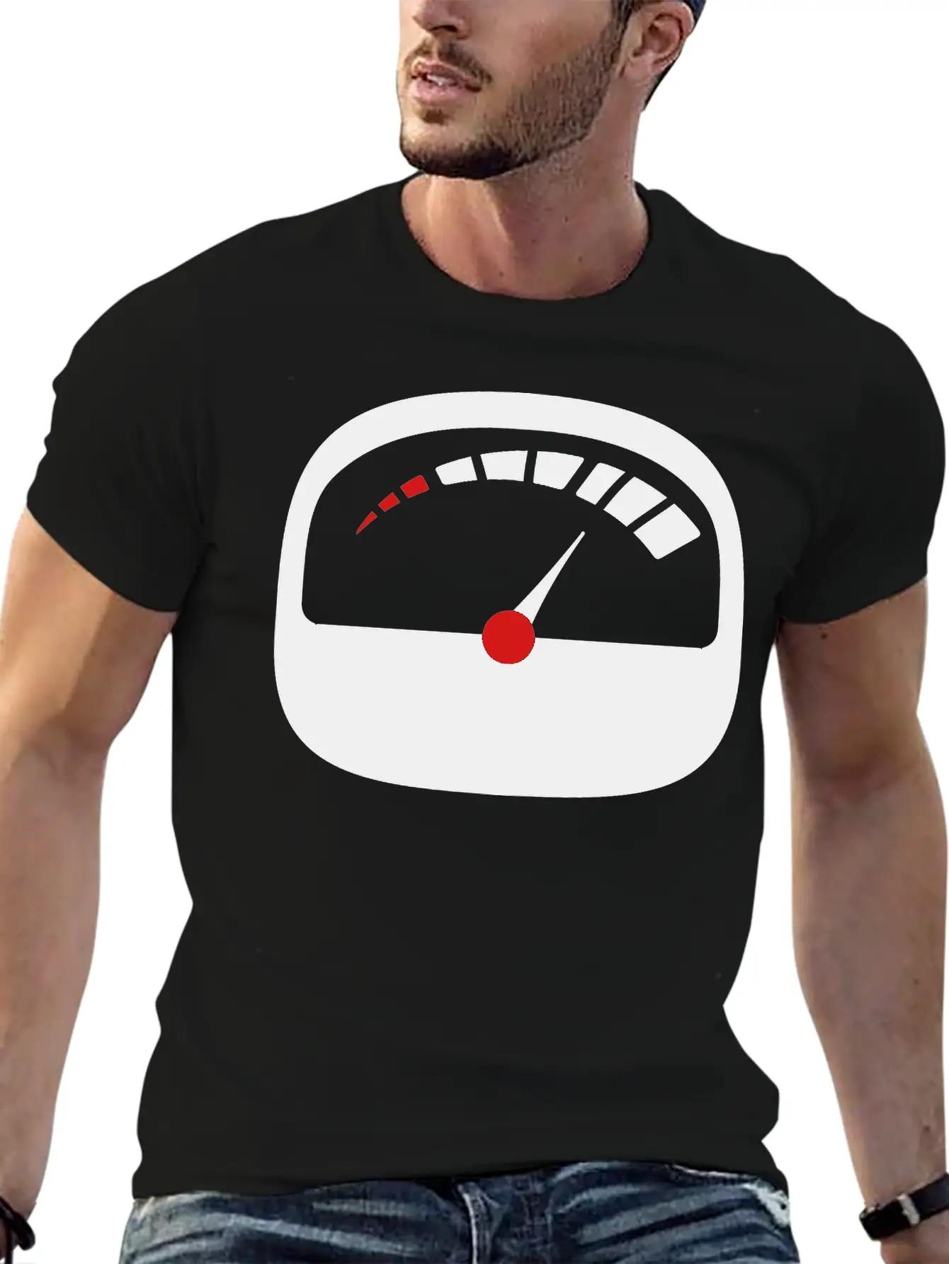 Refuel Speedometer Fuel Gauge Pointer Full Tank Unisex Short Sleeve Soft Cotton T-Shirt – Casual Everyday Wear